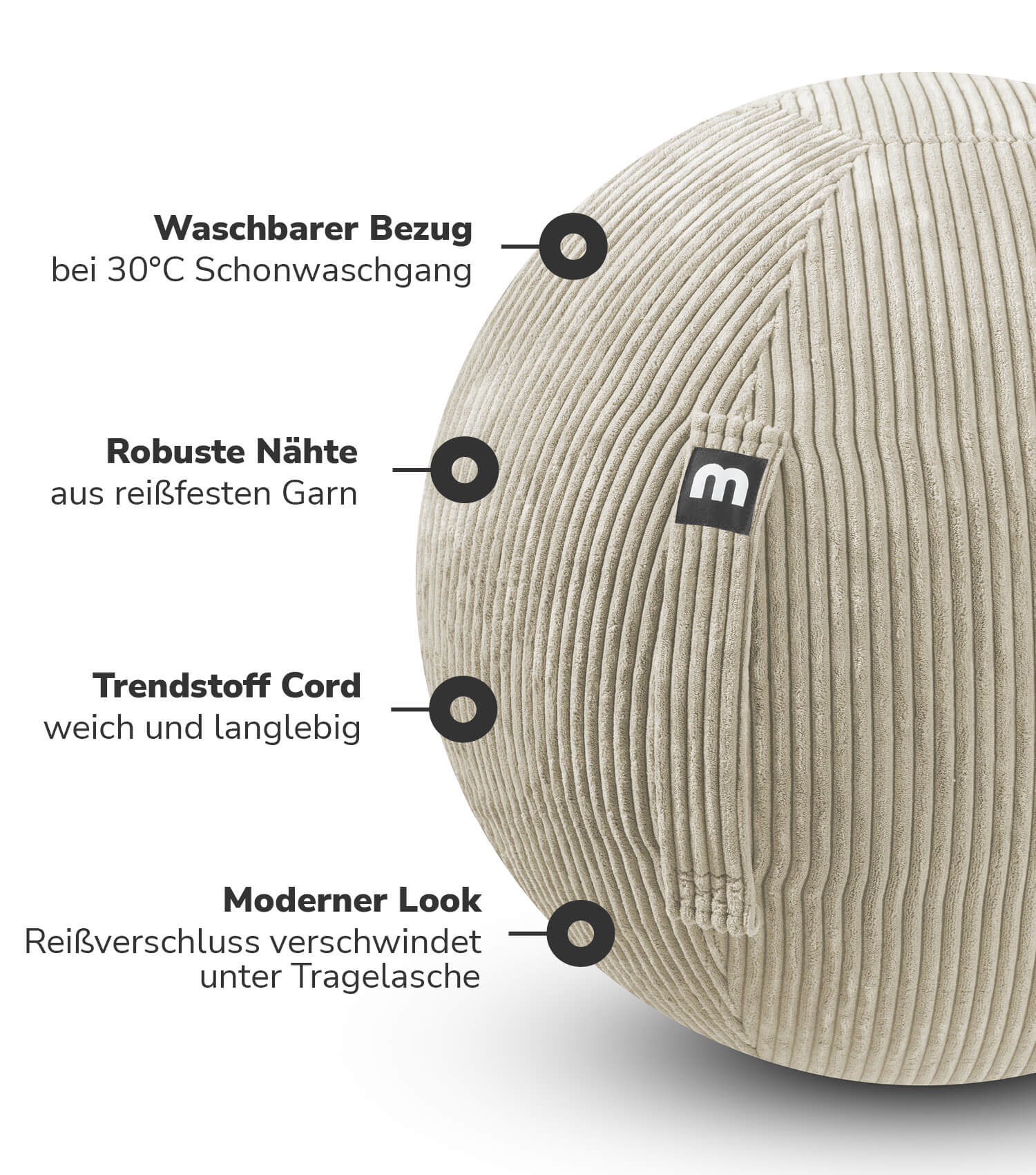 Stoff Sitzball ergonomisch 'Der Sportliche' Gymnastikball & Hocker Grau