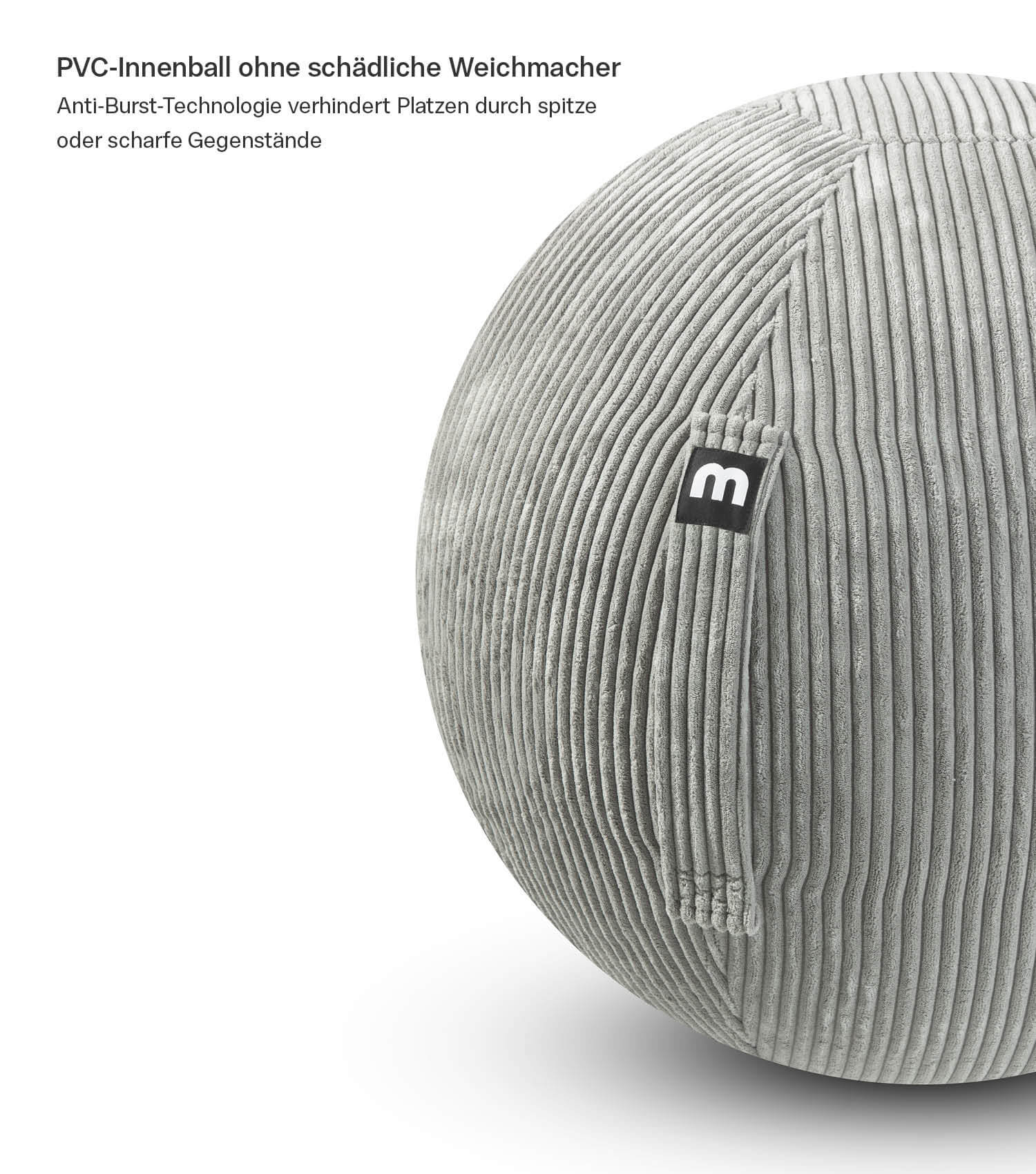 Stoff Sitzball ergonomisch 'Der Sportliche' Gymnastikball & Hocker Grau
