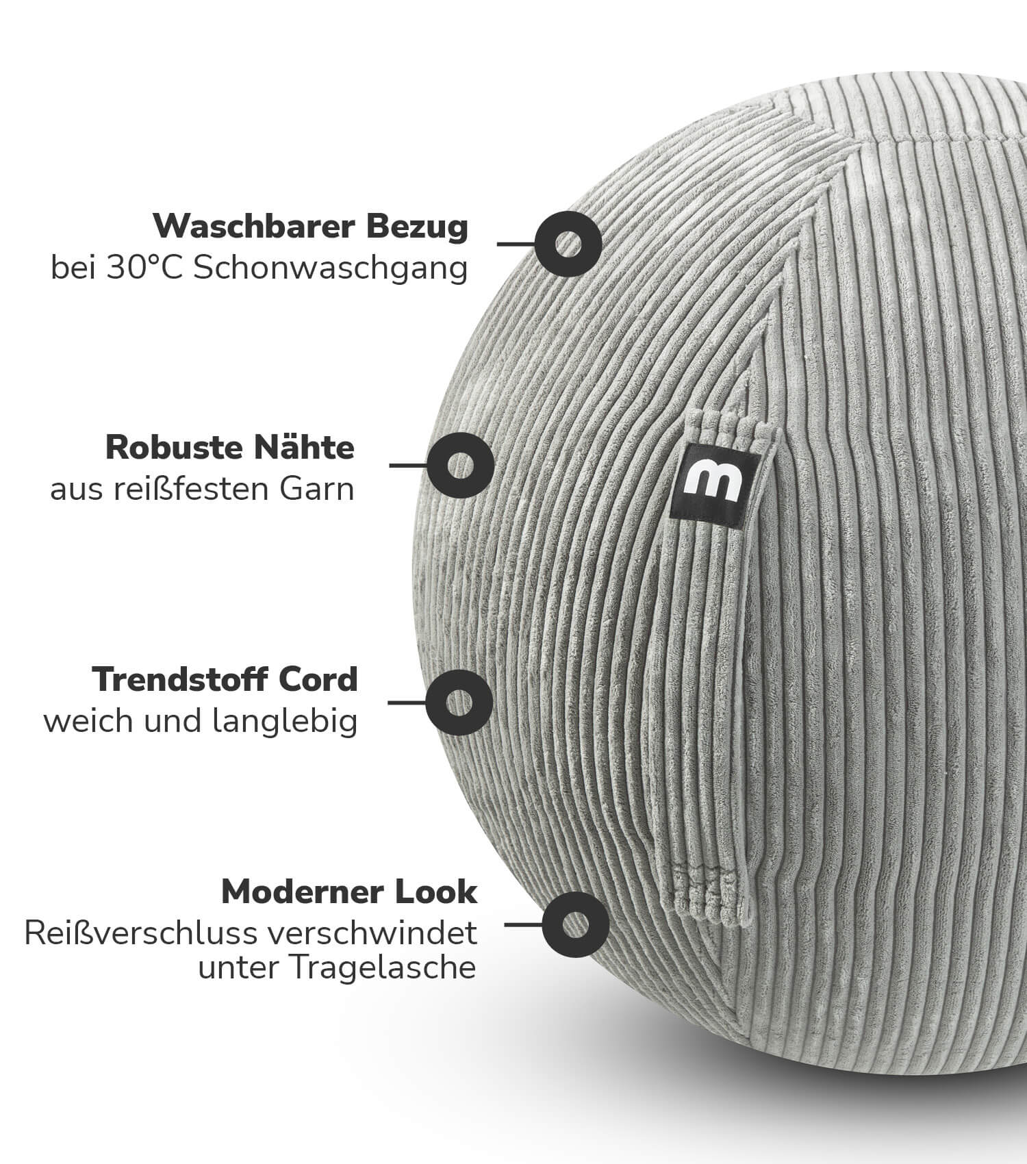 Stoff Sitzball ergonomisch 'Der Sportliche' Gymnastikball & Hocker Grau