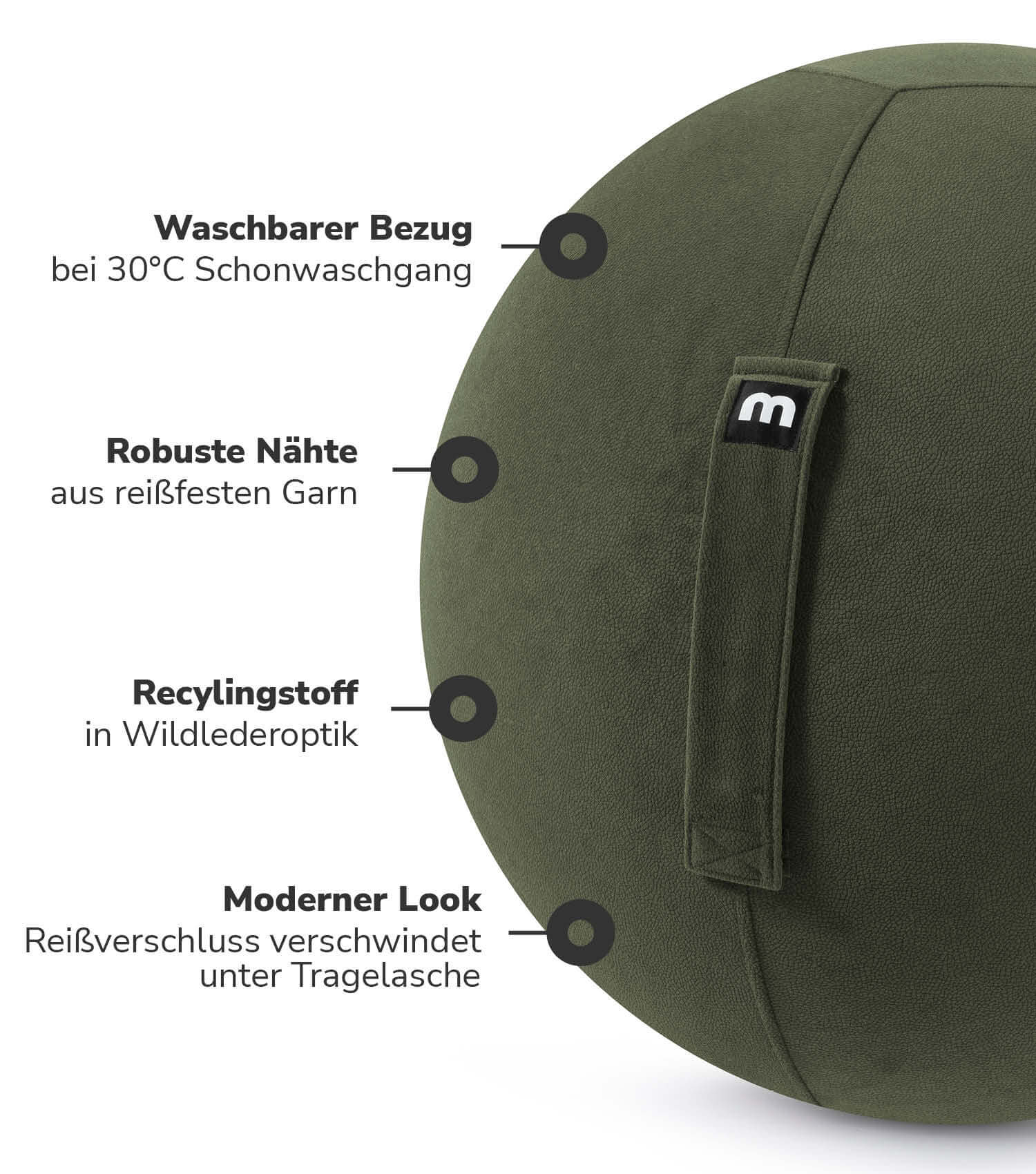 Stoff Sitzball ergonomisch 'Der Sportliche' Gymnastikball & Hocker Grau