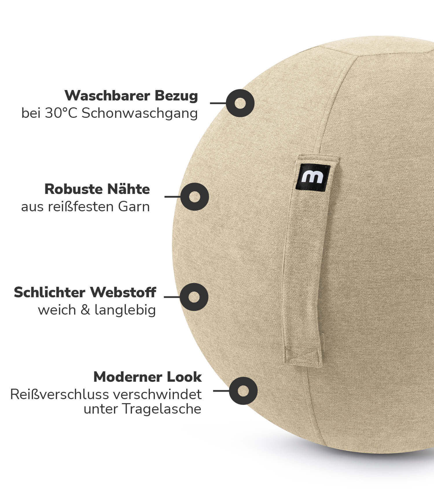 Stoff Sitzball ergonomisch 'Der Sportliche' Gymnastikball & Hocker Grau