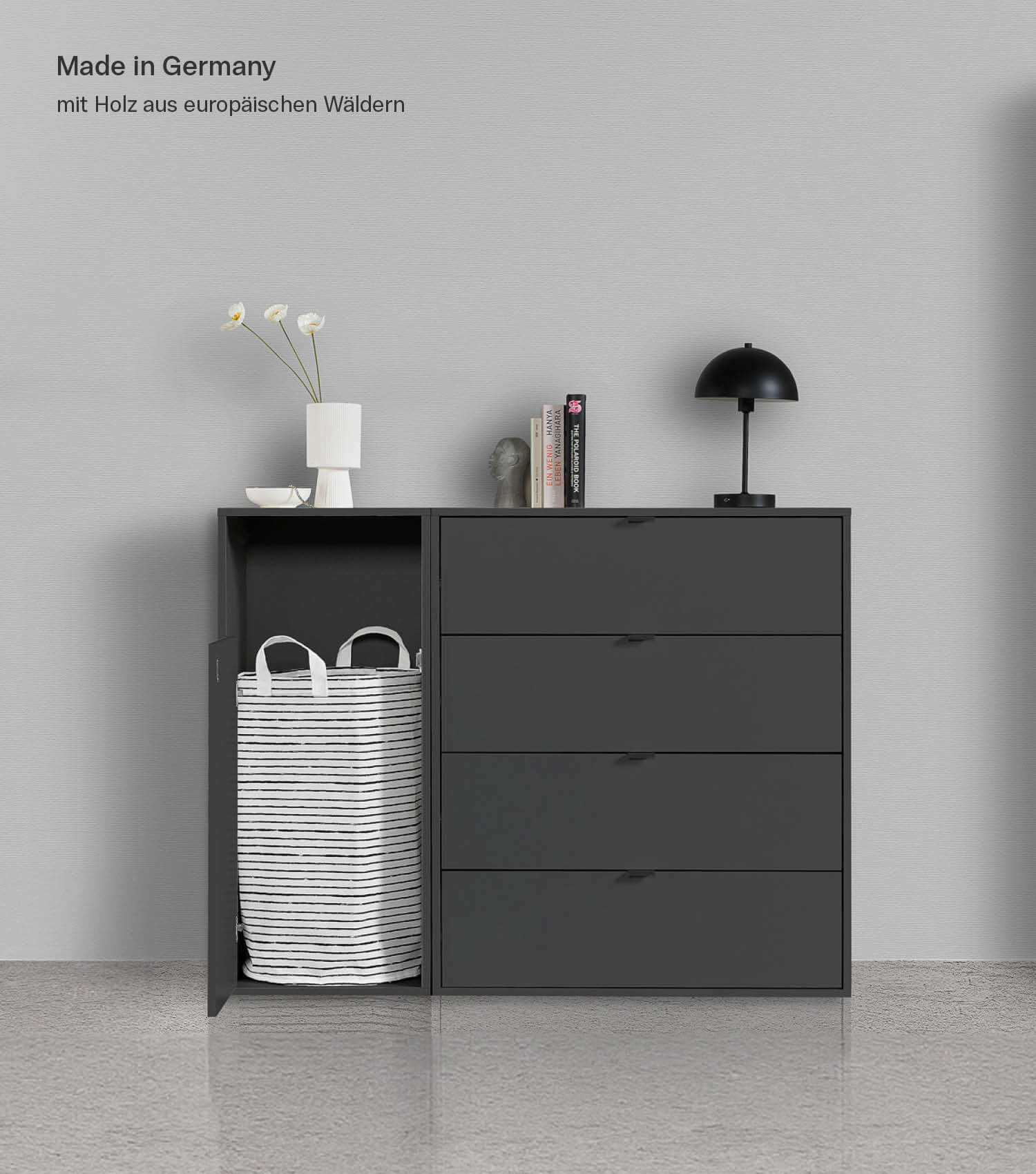 Wäscheschrank Wäschesammler Wäschekorb Holz Wäschetrenner Wäschebox