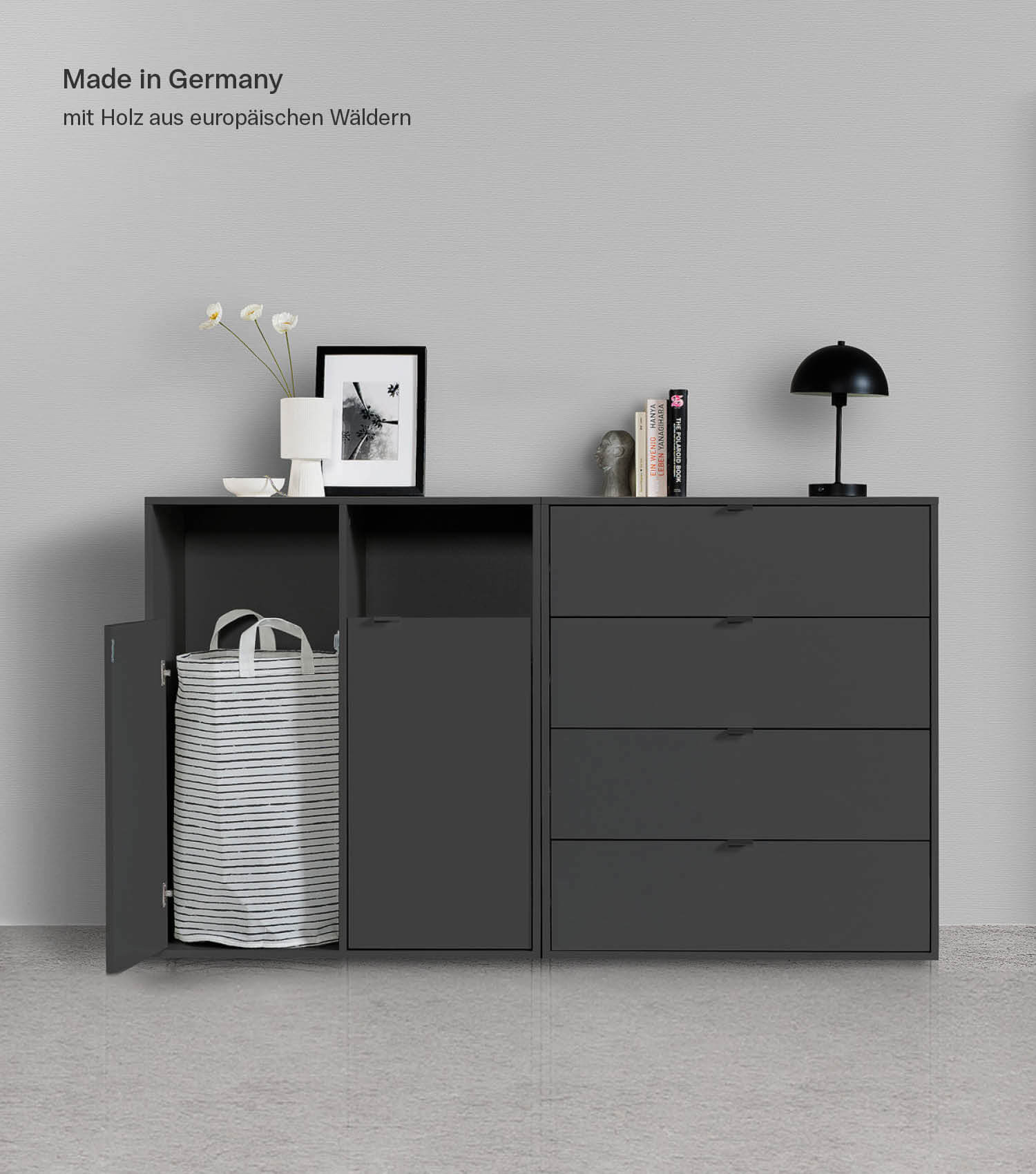 Wäscheschrank Wäschesammler Wäschekorb Holz Wäschetrenner Wäschebox