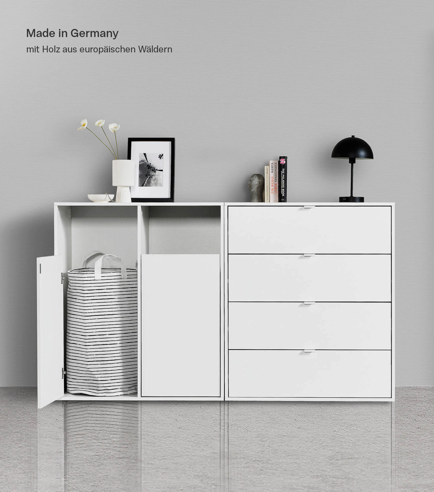 Wäscheschrank Wäschesammler Wäschekorb Holz Wäschetrenner Wäschebox