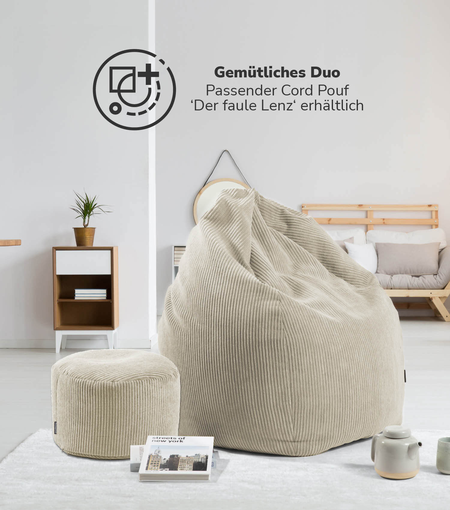 Sitzsack Bean Bag Sitzkissen Cord Bodenkissen BeanBag Sitzsack Kinder