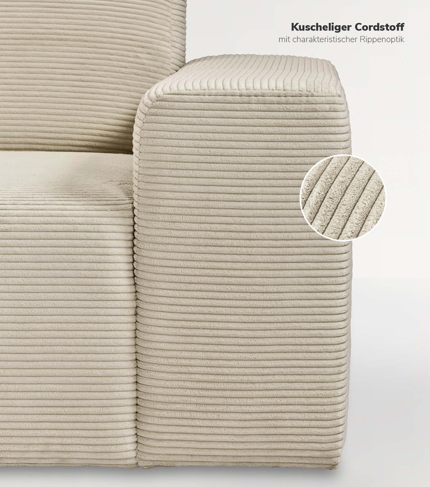 Cord Sofa Sofa Cord Ecksofa Cord Sofa beige Eckcouch 3-Sitzer Sofa