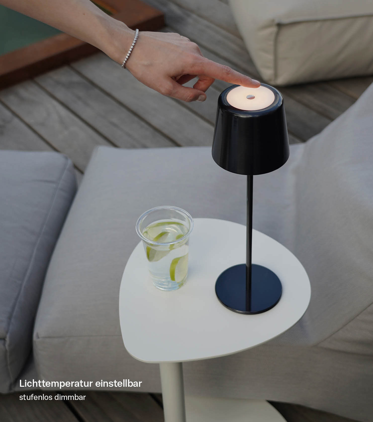 Tischlampe kabellos Akku Tischleuchte dimmbar aufladbar Outdoor Lampe
