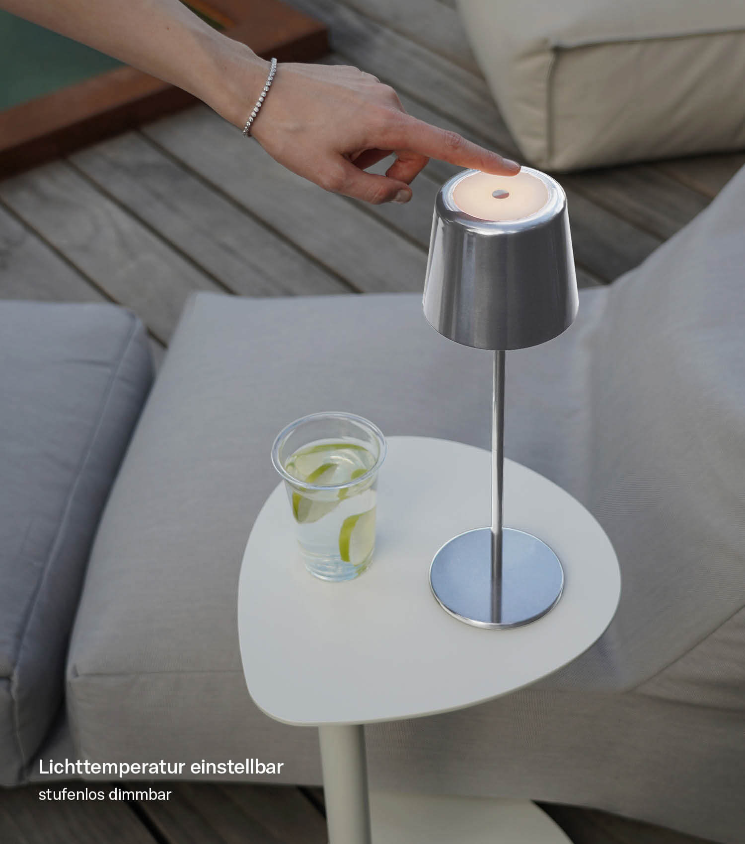 Tischlampe kabellos Akku Tischleuchte dimmbar aufladbar Outdoor Lampe