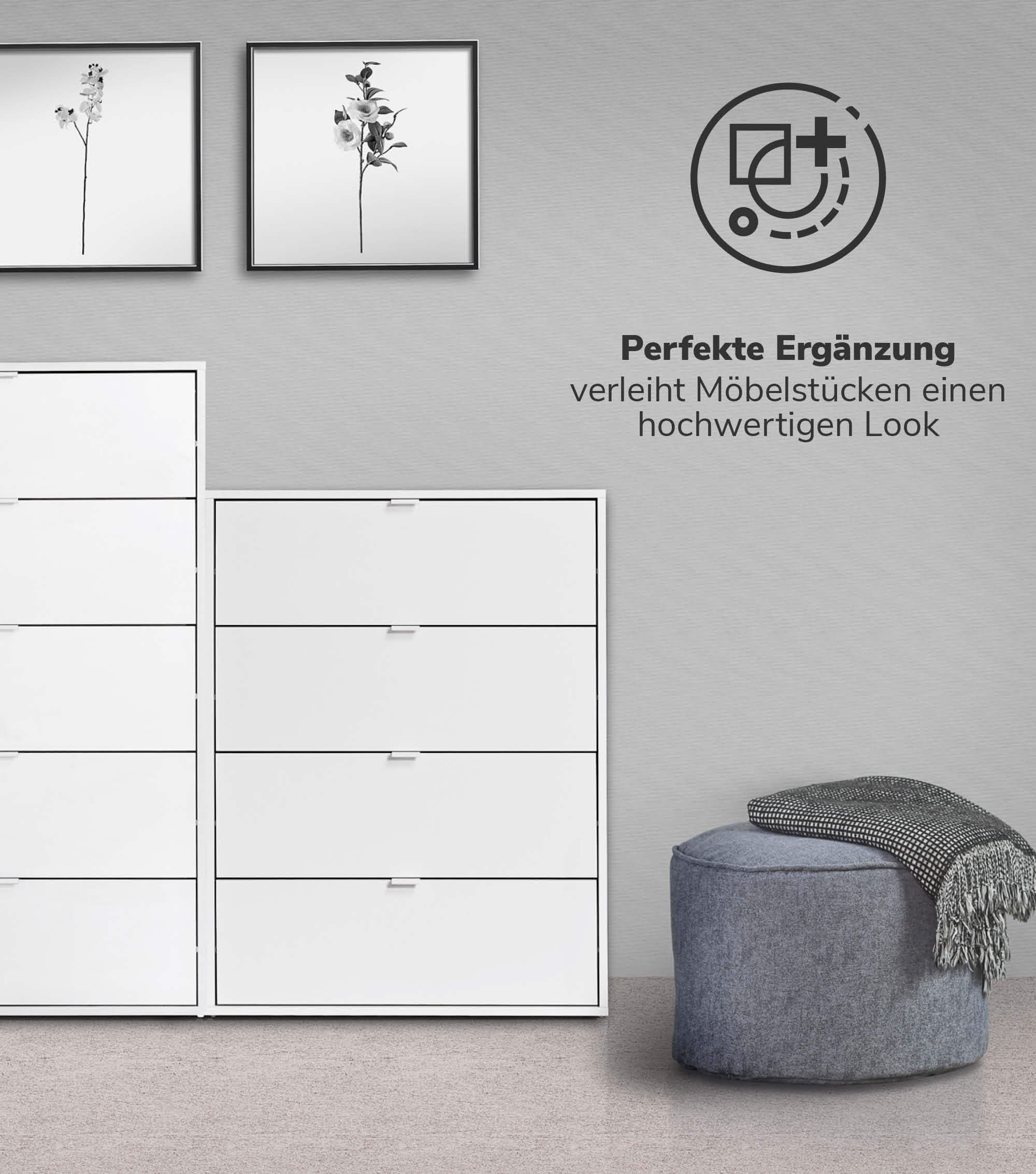 Möbelgriff für Push-to-Open Möbel 'Der Handliche' in Schwarz & Weiß