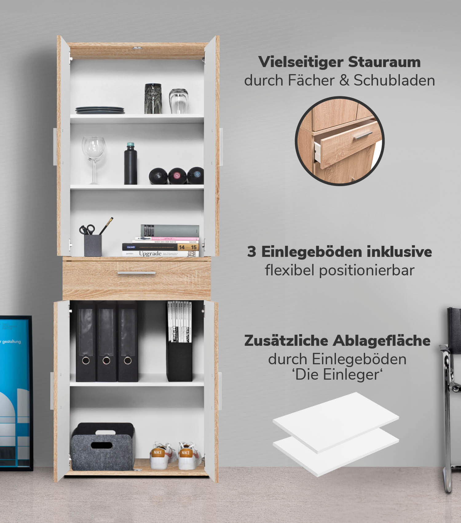 Mehrzweckschrank Set Schrankwand Büroschränke Mehrzweckschränke Kommode