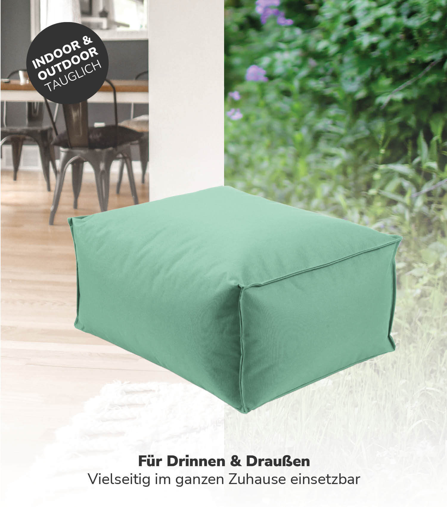 Outdoor Pouf Hocker Sitzkissen Bodenkissen 'Der Ruhepouf' Fußhocker eckig