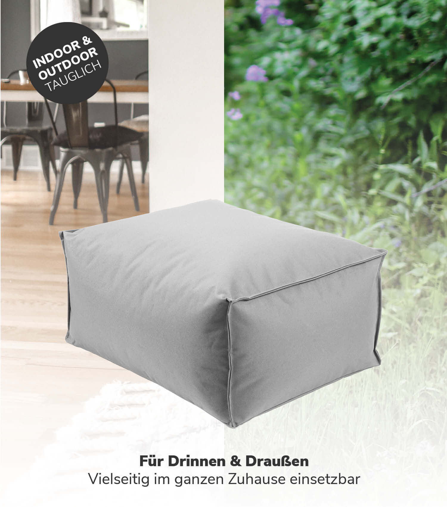 Outdoor Pouf Hocker Sitzkissen Bodenkissen 'Der Ruhepouf' Fußhocker eckig