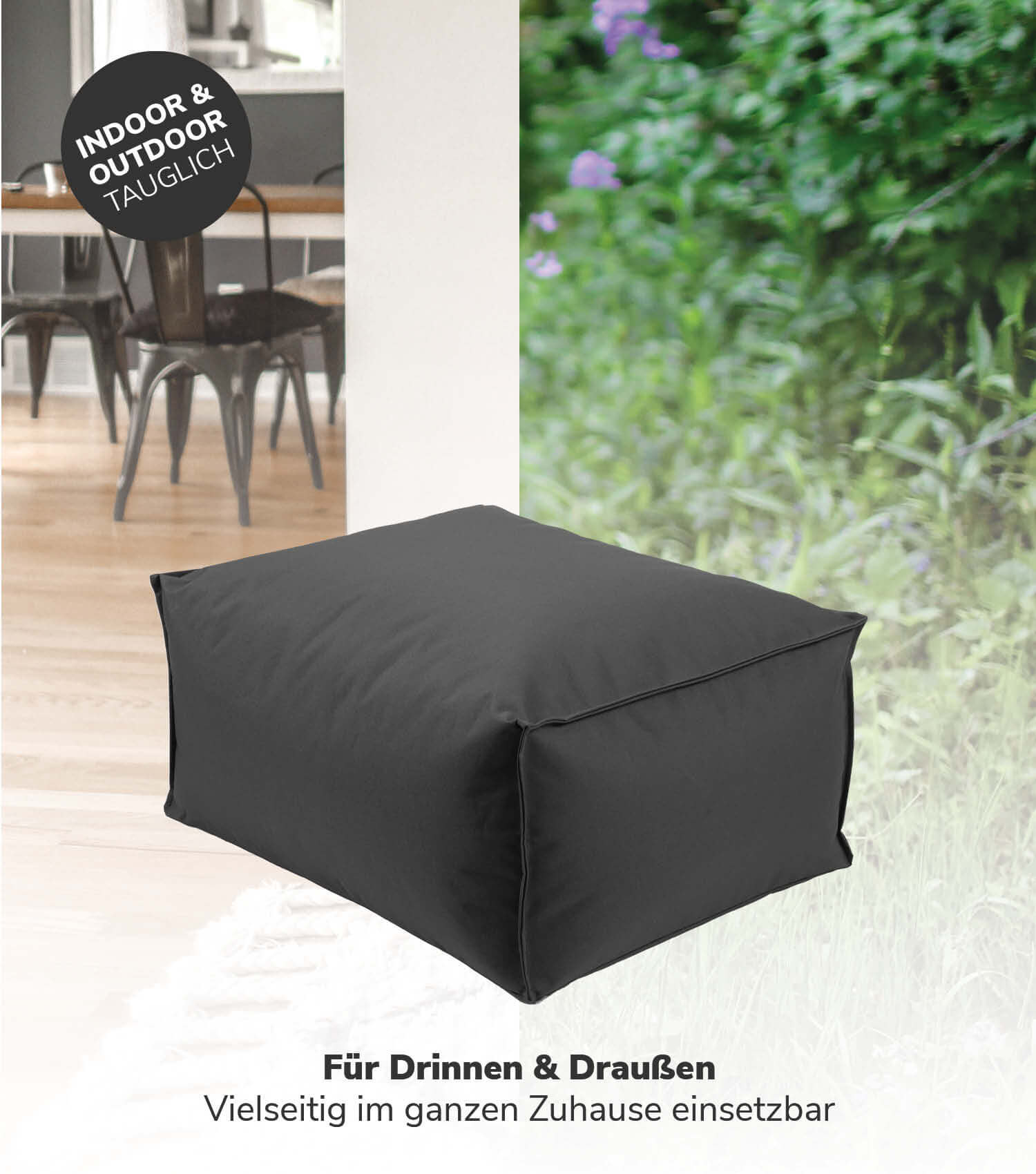 Outdoor Pouf Hocker Sitzkissen Bodenkissen 'Der Ruhepouf' Fußhocker eckig