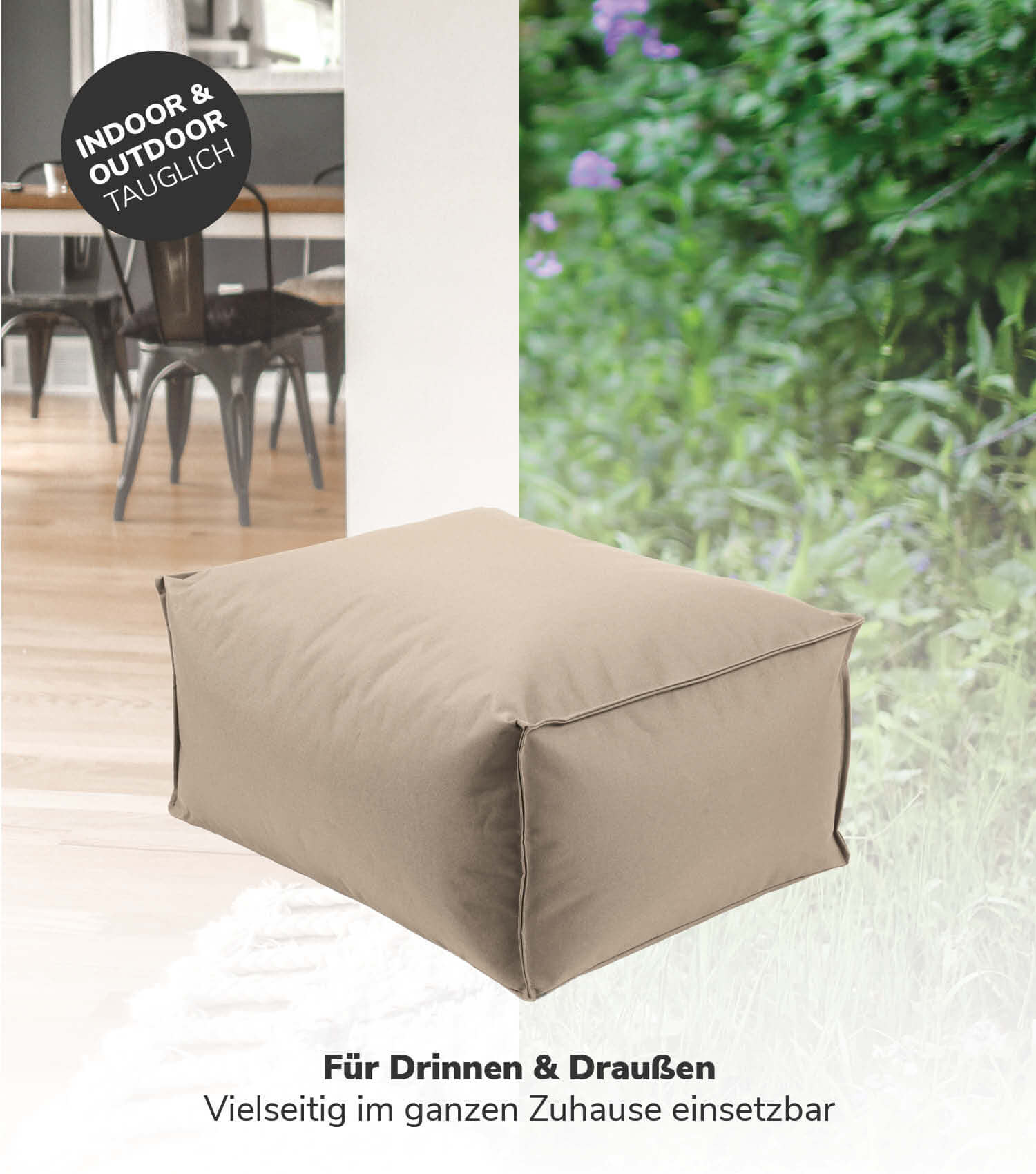 Outdoor Pouf Hocker Sitzkissen Bodenkissen 'Der Ruhepouf' Fußhocker eckig