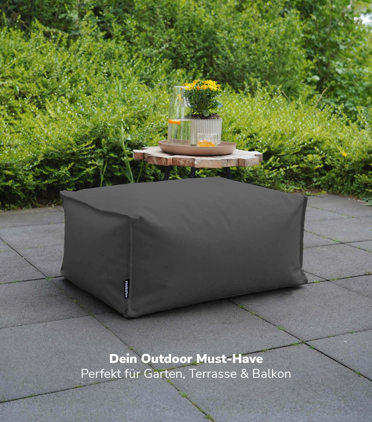 Outdoor Pouf Hocker Sitzkissen Bodenkissen 'Der Ruhepouf' Fußhocker eckig