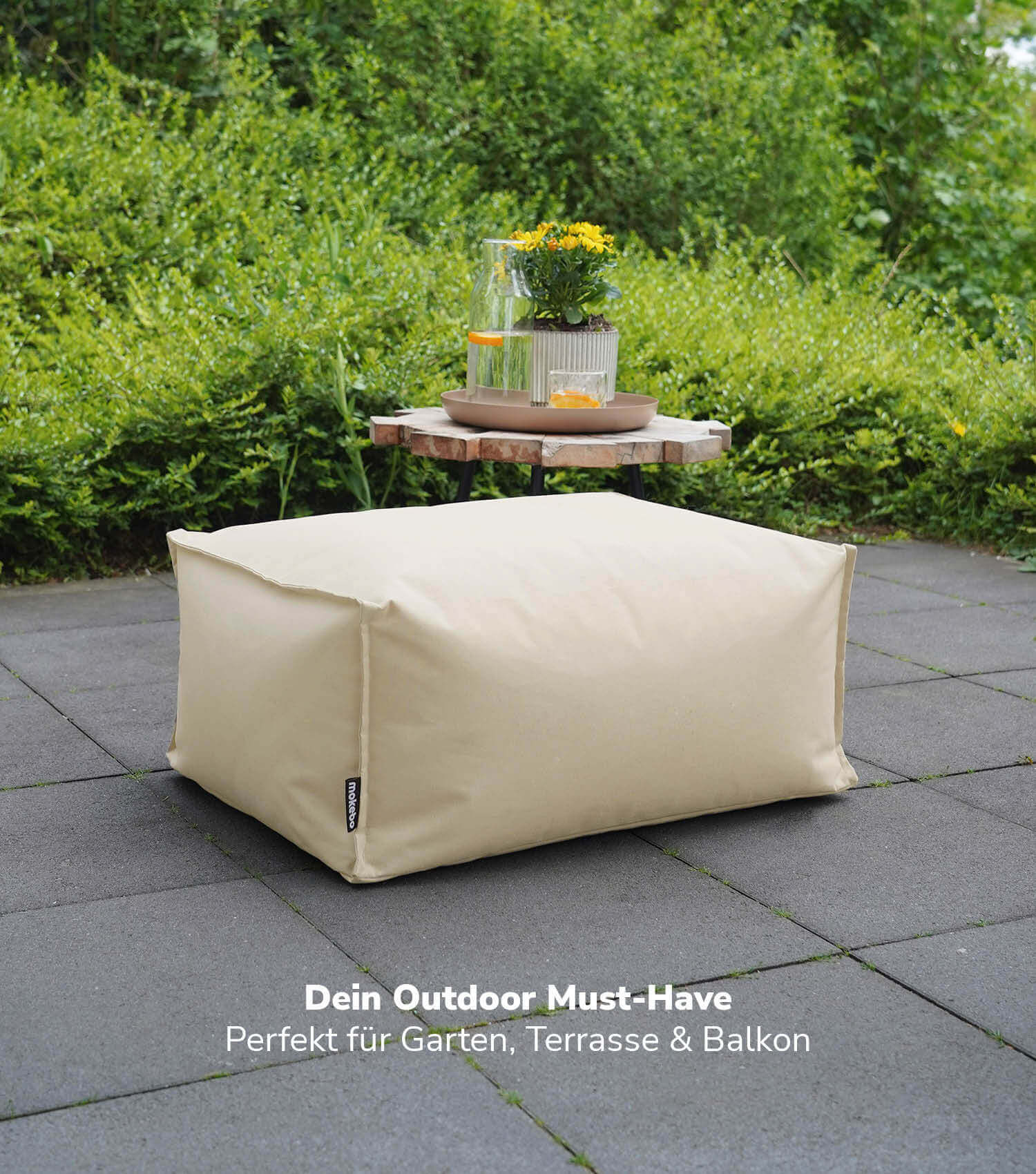 Outdoor Pouf Hocker Sitzkissen Bodenkissen 'Der Ruhepouf' Fußhocker eckig
