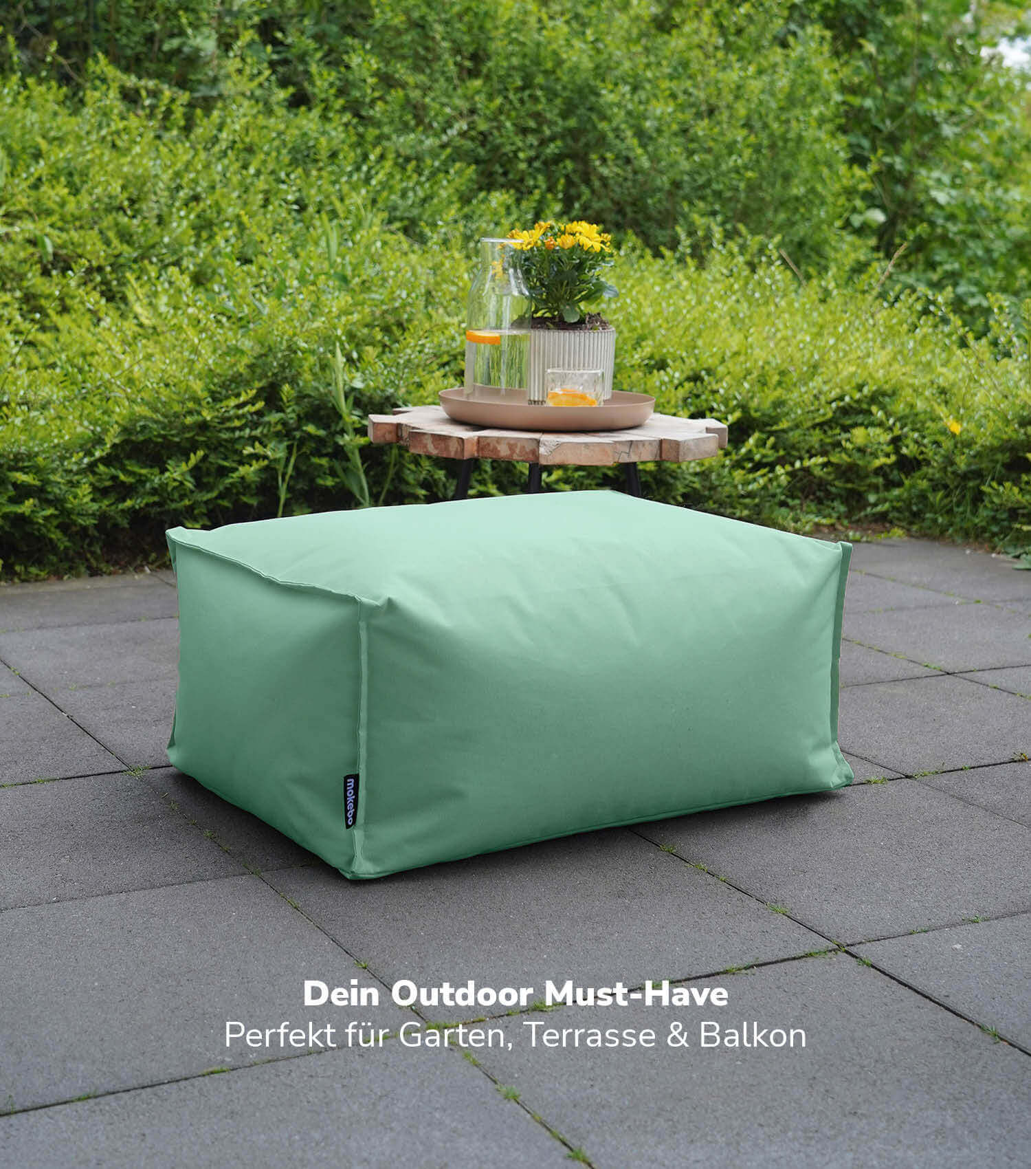 Outdoor Pouf Hocker Sitzkissen Bodenkissen 'Der Ruhepouf' Fußhocker eckig