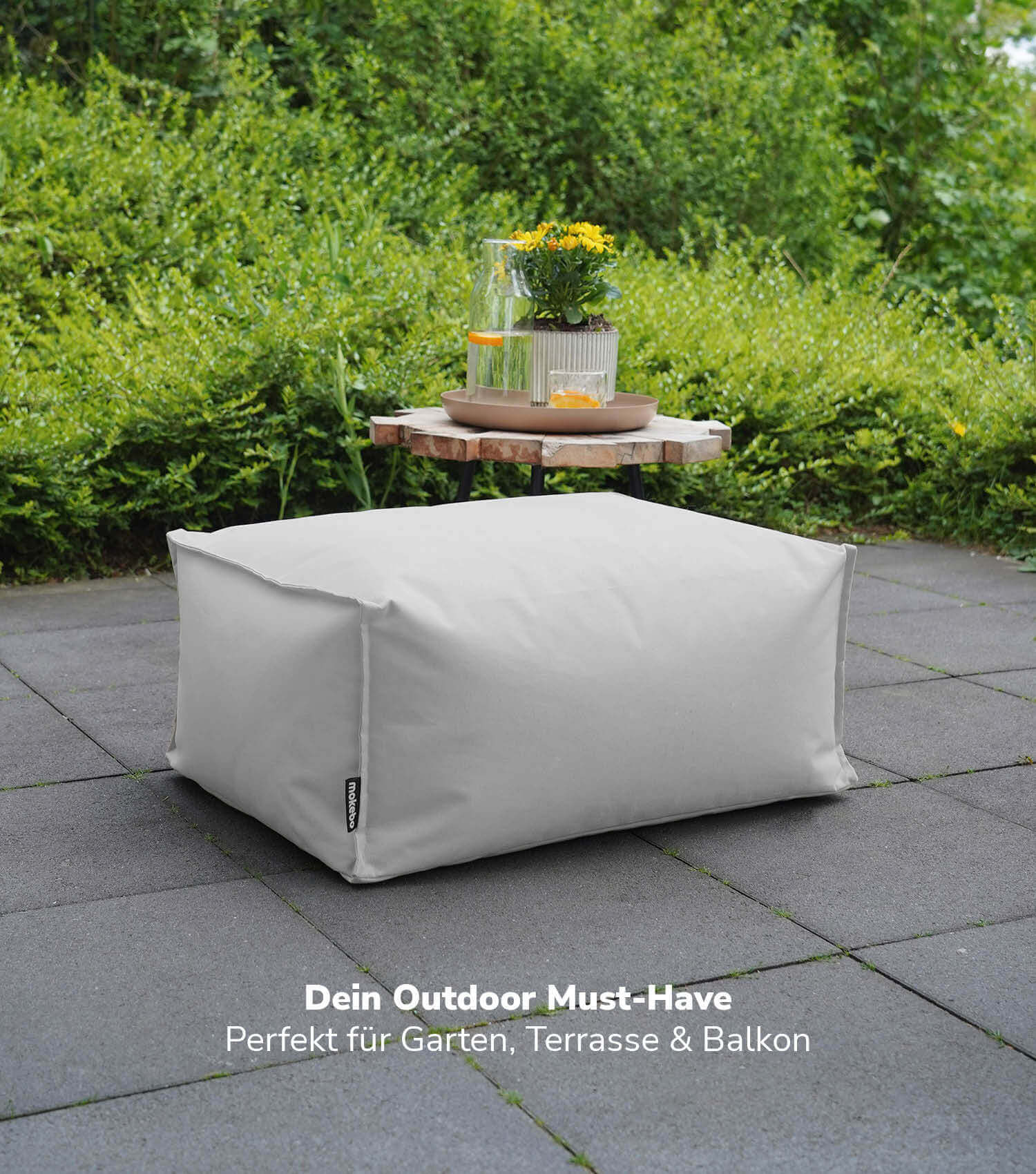 Outdoor Pouf Hocker Sitzkissen Bodenkissen 'Der Ruhepouf' Fußhocker eckig