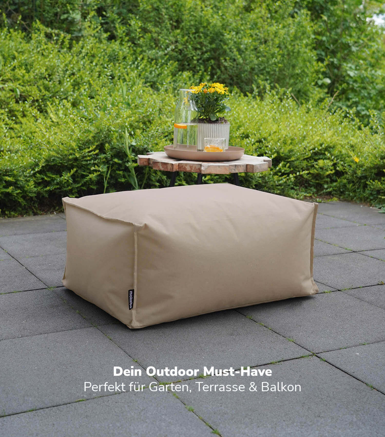 Outdoor Pouf Hocker Sitzkissen Bodenkissen 'Der Ruhepouf' Fußhocker eckig