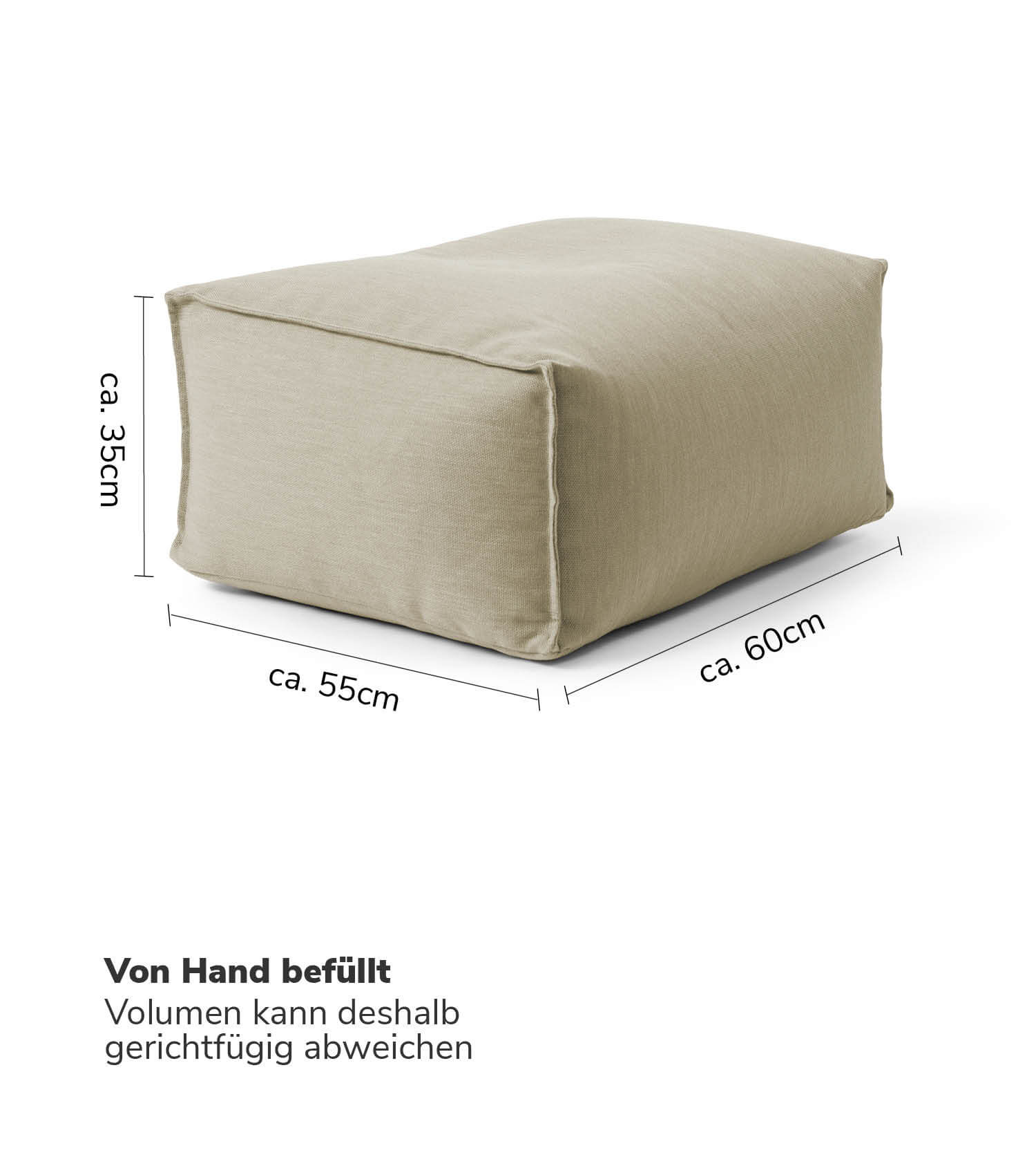 Outdoor Pouf Hocker Sitzkissen Bodenkissen 'Der Ruhepouf' Fußhocker eckig