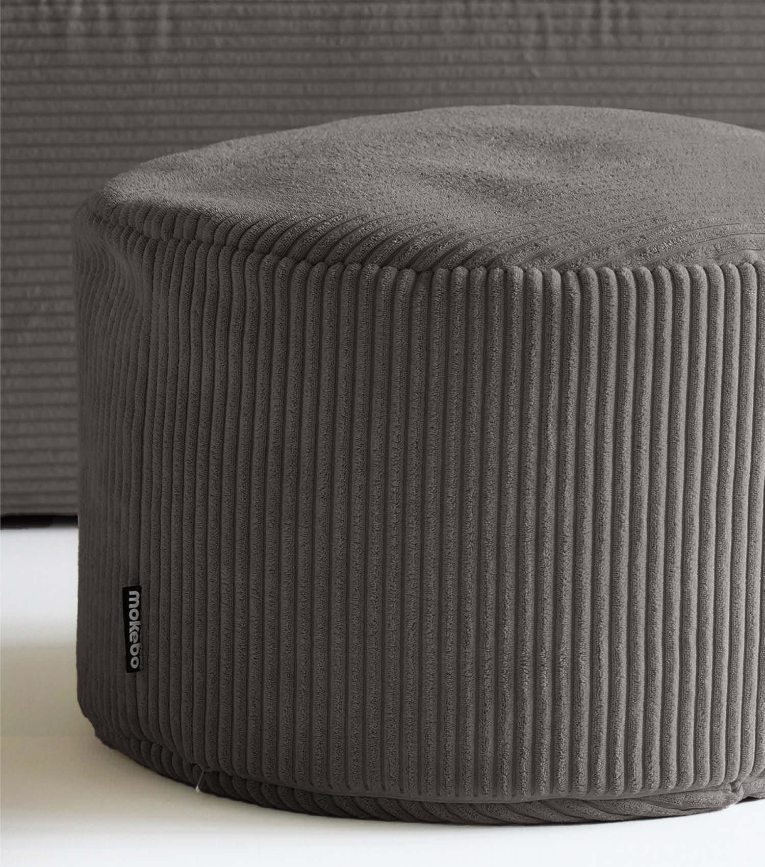 mokebo® 'Der faule Lenz' Indoor Pouf aus Cord runder Hocker 50x30cm