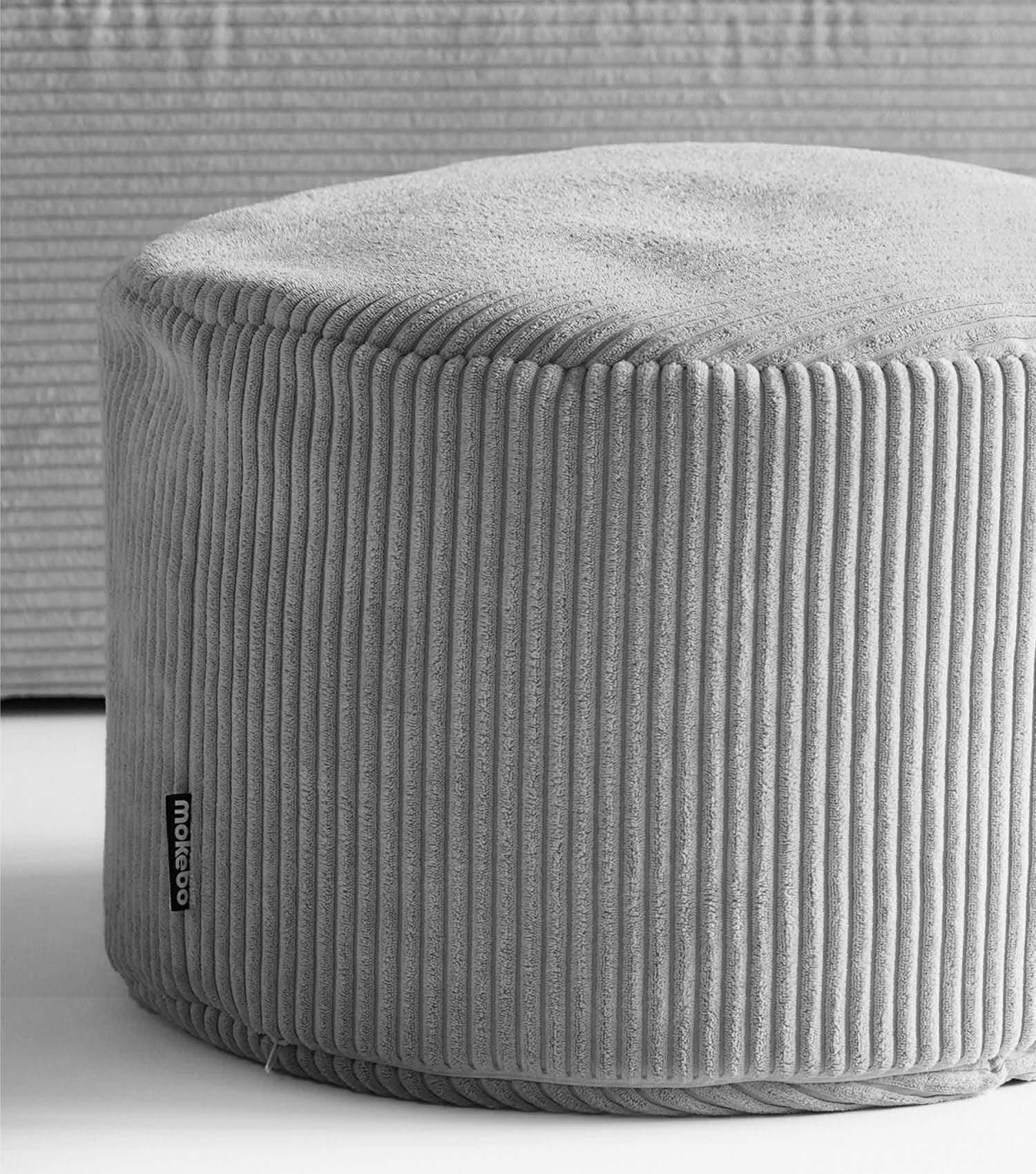 mokebo® 'Der faule Lenz' Indoor Pouf aus Cord runder Hocker 50x30cm