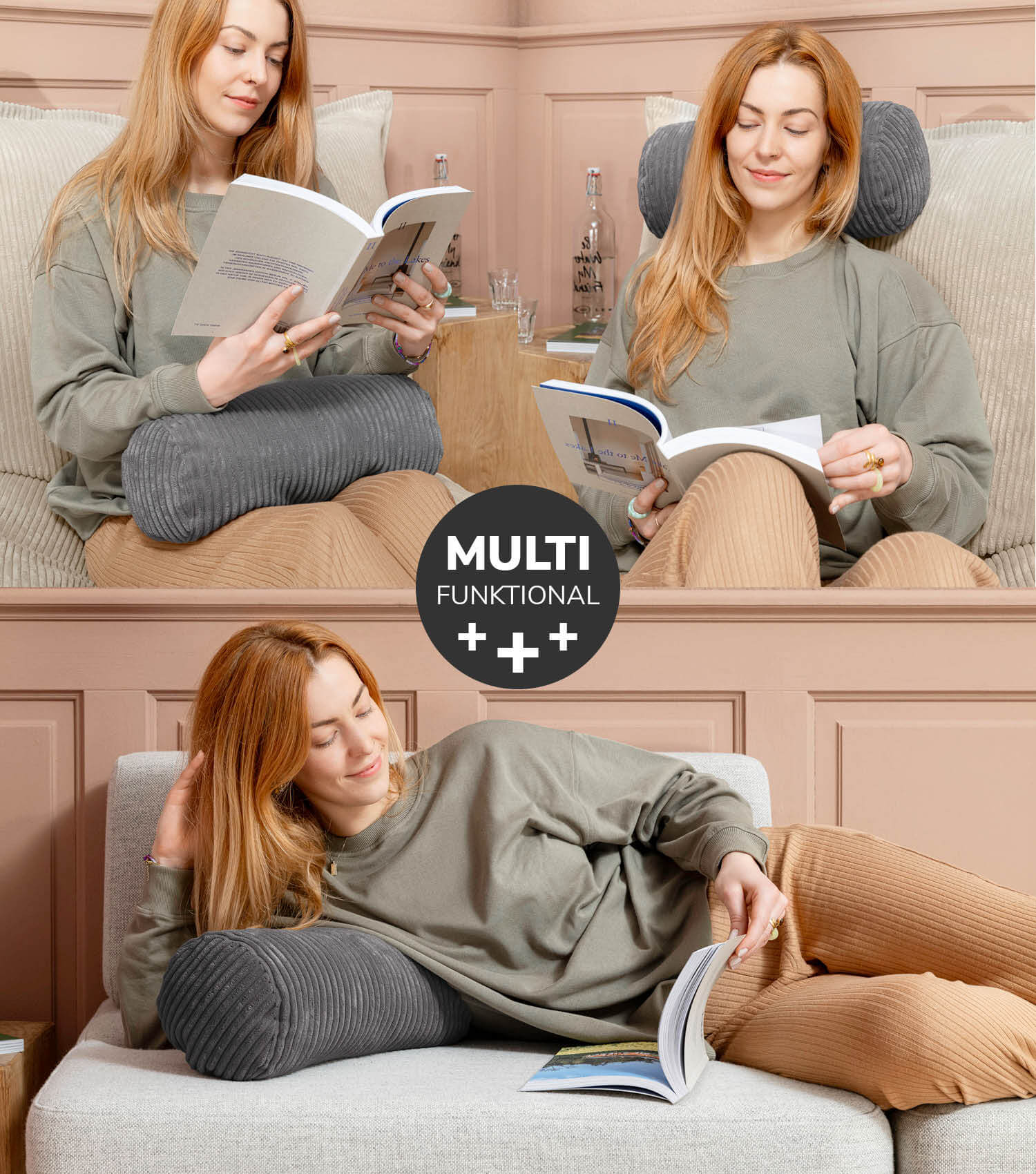 Nackenkissen Nackenrolle Kissenrolle Lesekissen Knierolle Rückenkissen