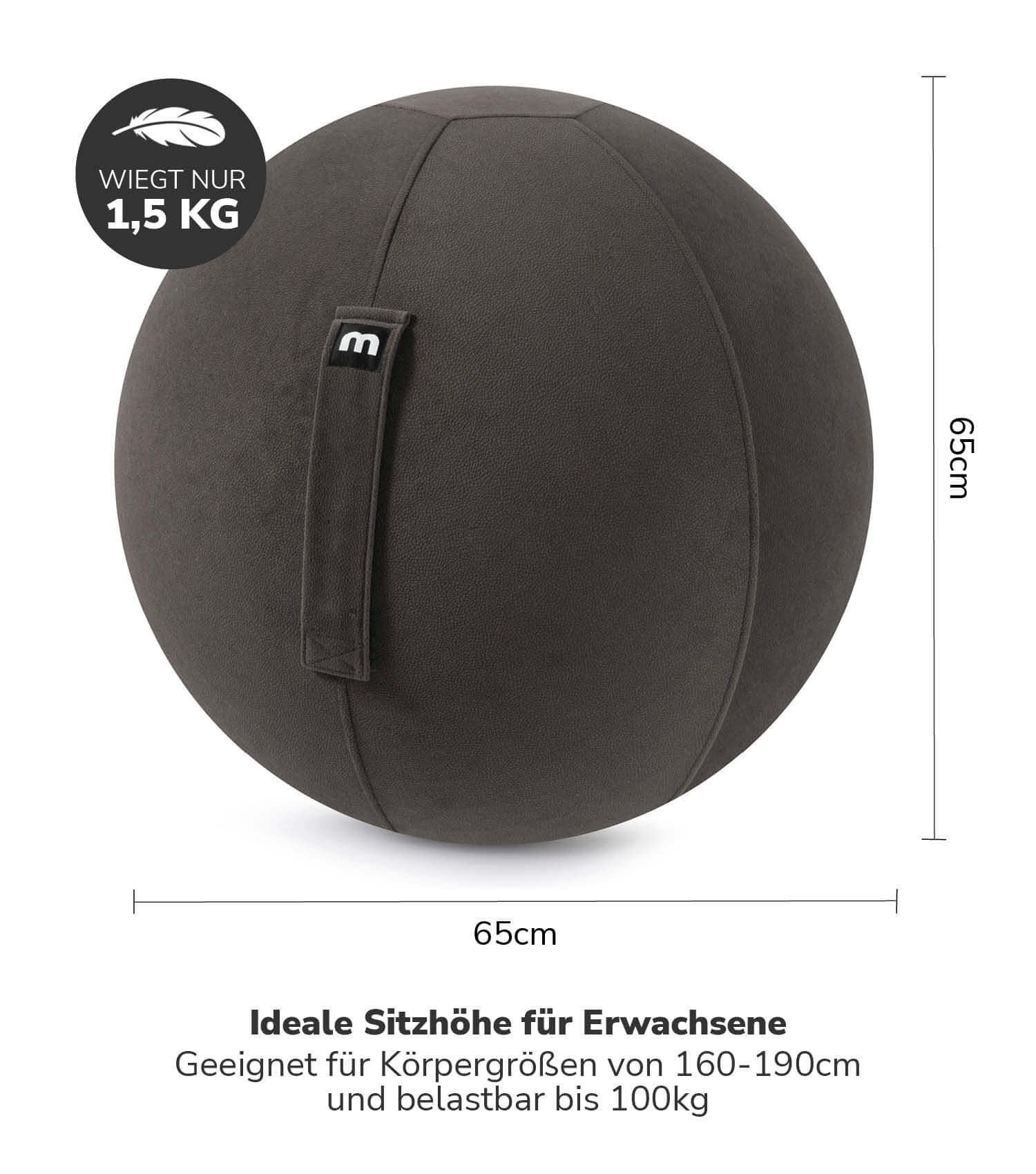 Stoff Sitzball ergonomisch 'Der Sportliche' Gymnastikball & Hocker Grau