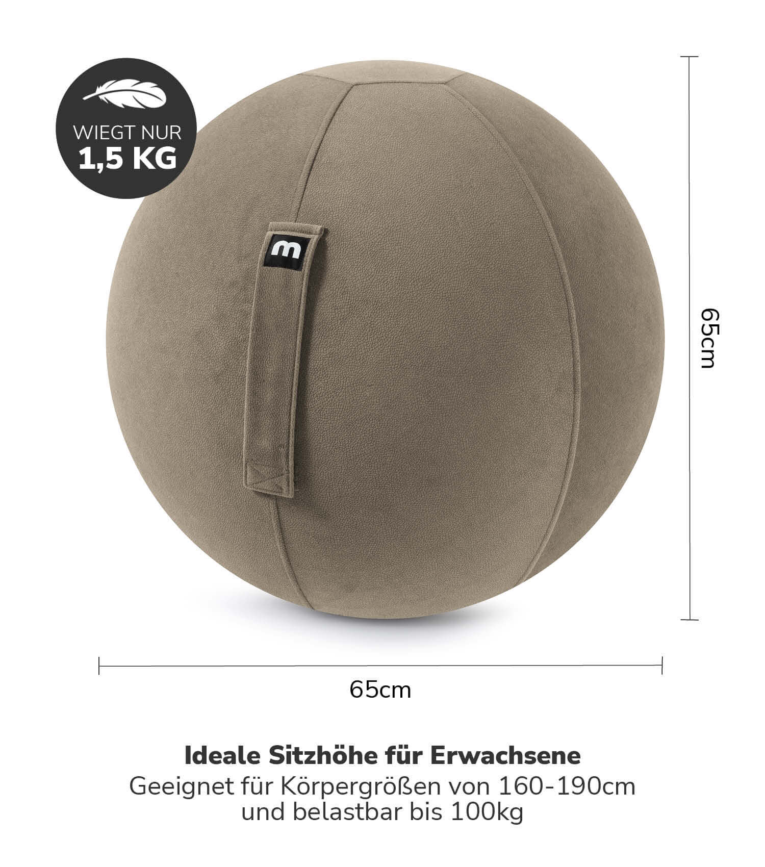 Stoff Sitzball ergonomisch 'Der Sportliche' Gymnastikball & Hocker Grau