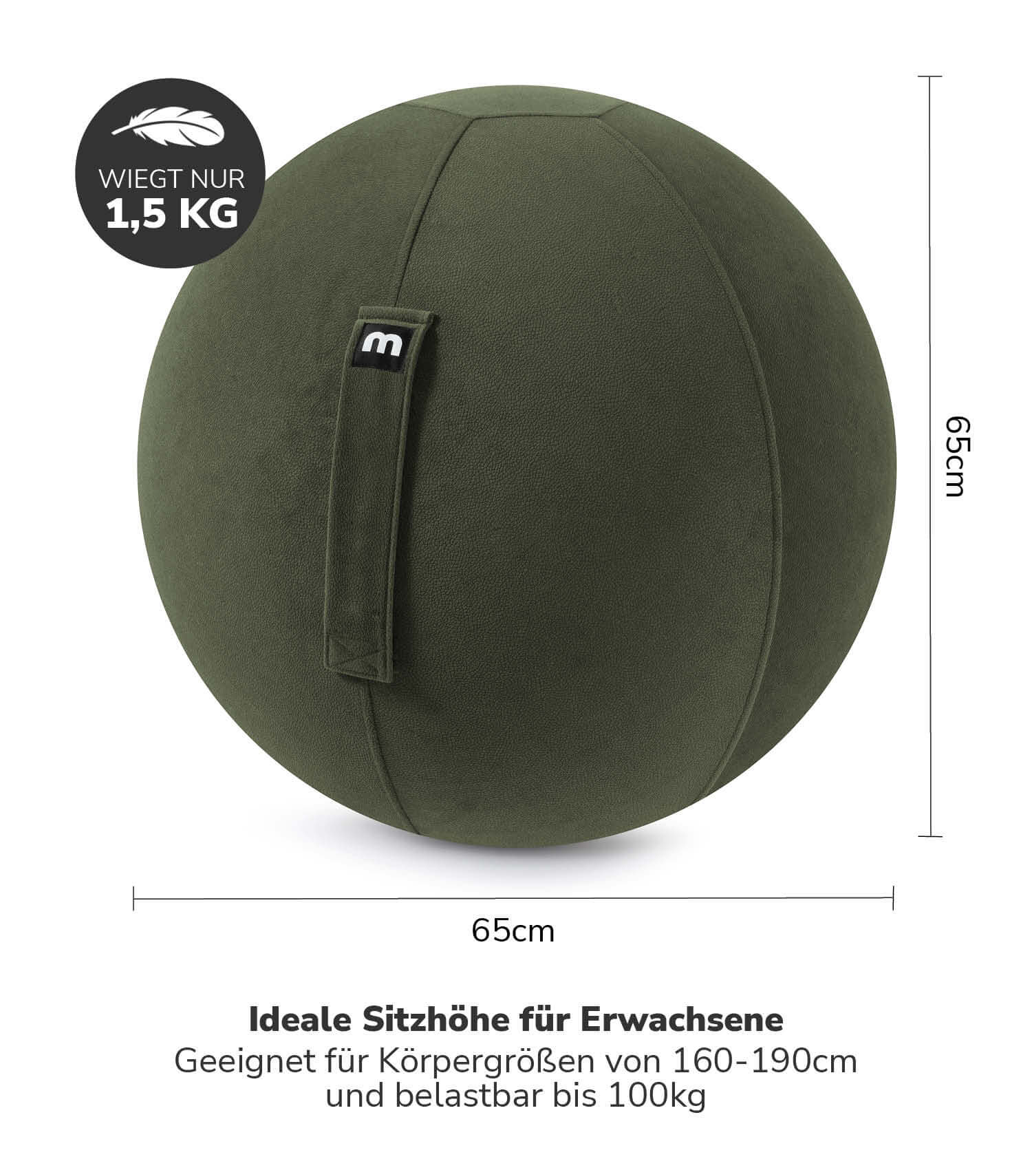 Stoff Sitzball ergonomisch 'Der Sportliche' Gymnastikball & Hocker Grau