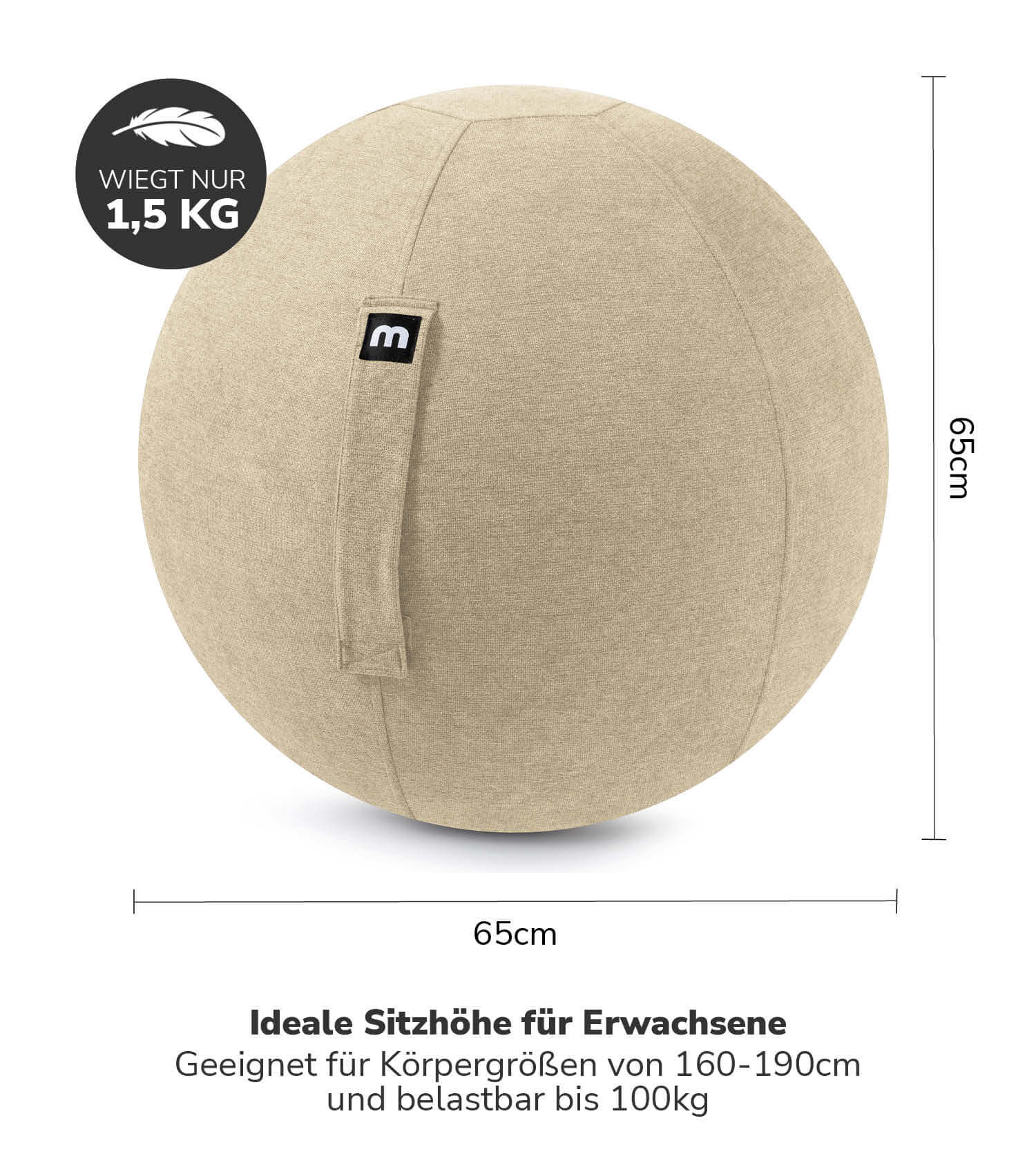 Stoff Sitzball ergonomisch 'Der Sportliche' Gymnastikball & Hocker Grau