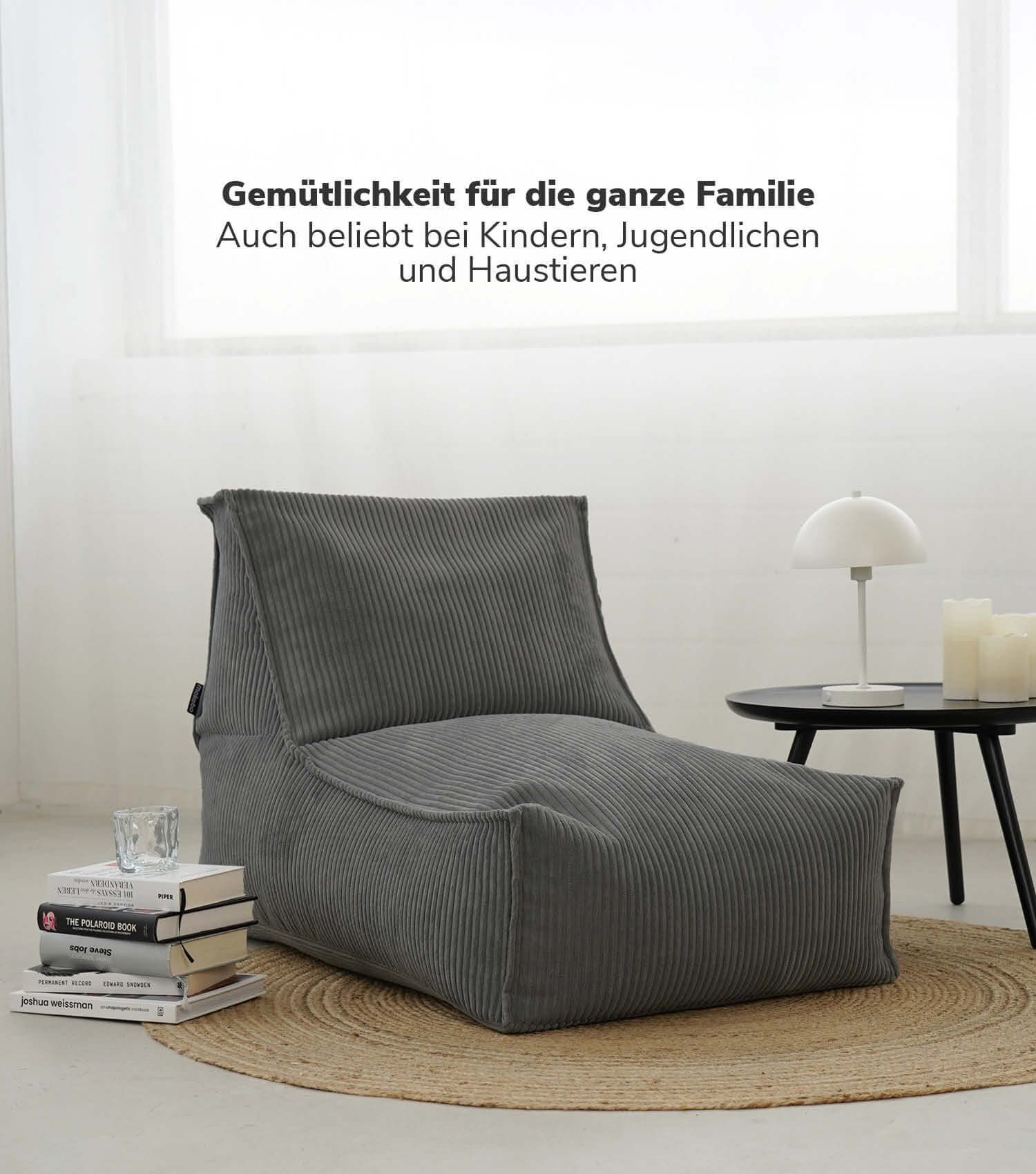 Sitzsack XXL + Pouf für Kinder & Erwachsene mit Füllung 'Der Gelassene'