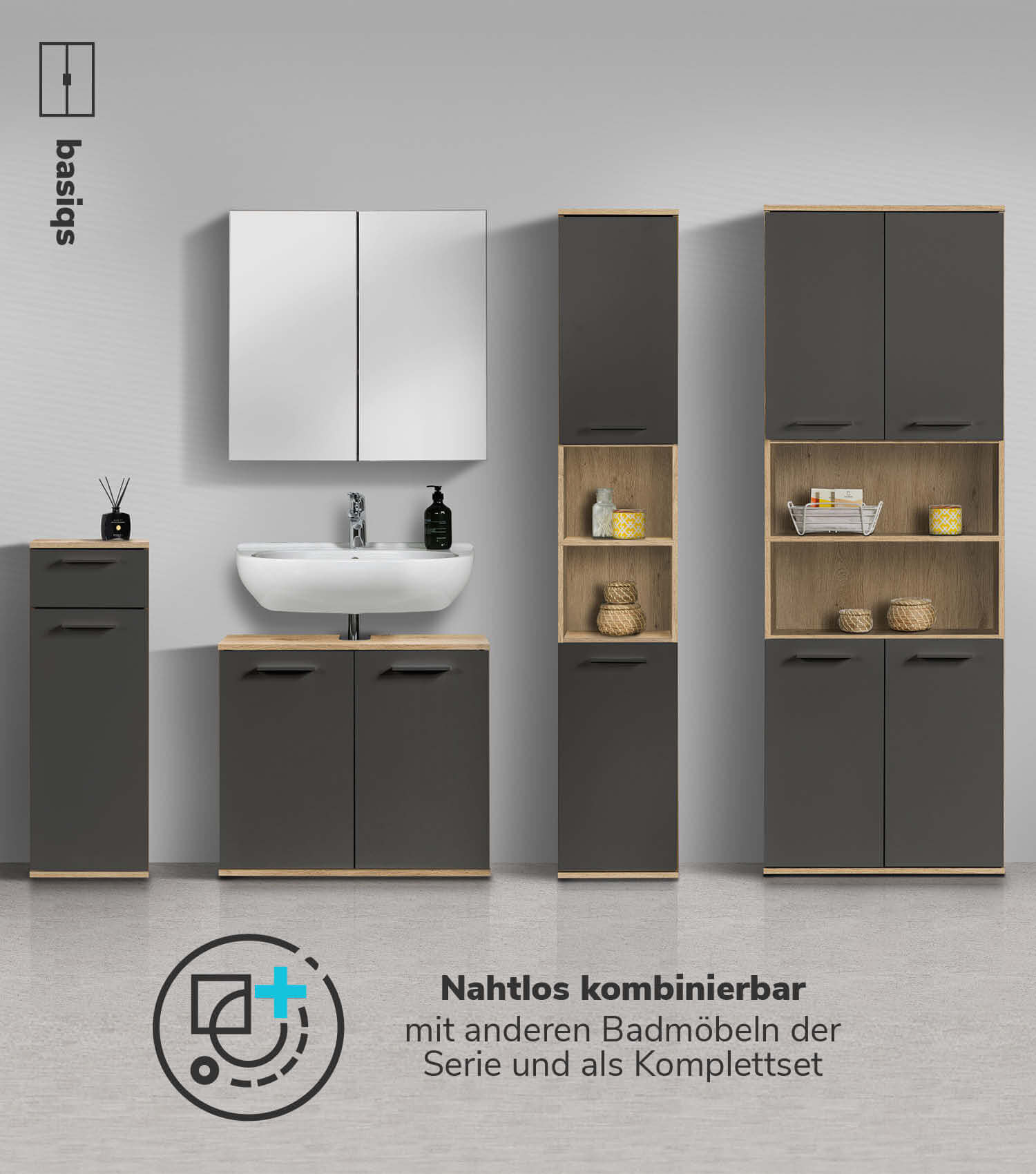 Bad-Hochschrank Badezimmerschrank Badschrank Badezimmerregal Schrank