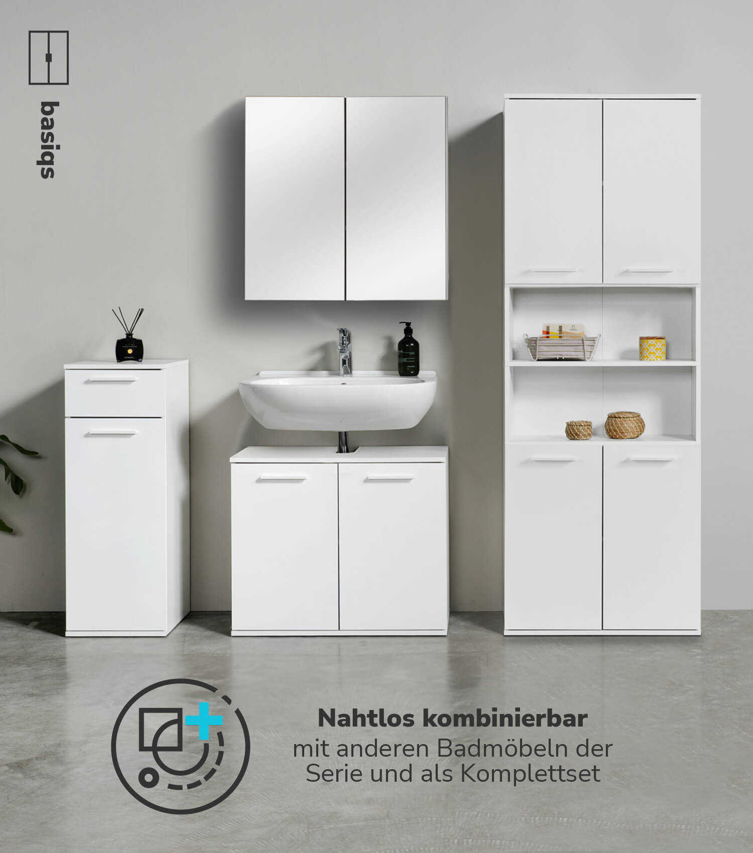 Bad-Hochschrank Badezimmerschrank Badschrank Badezimmerregal Schrank