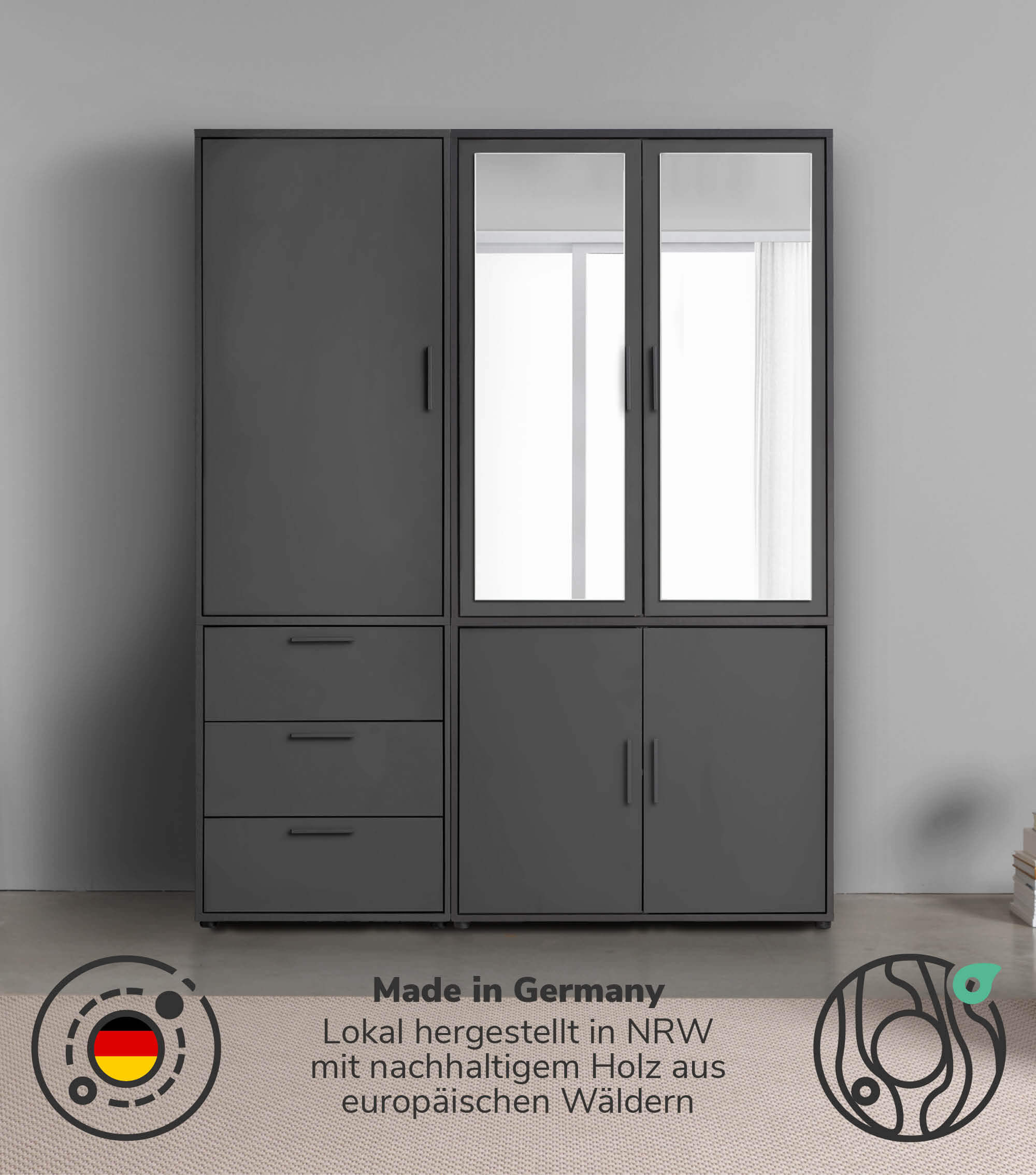 Kleiderschrank Garderobenschrank Schlafzimmerschrank Flurschrank