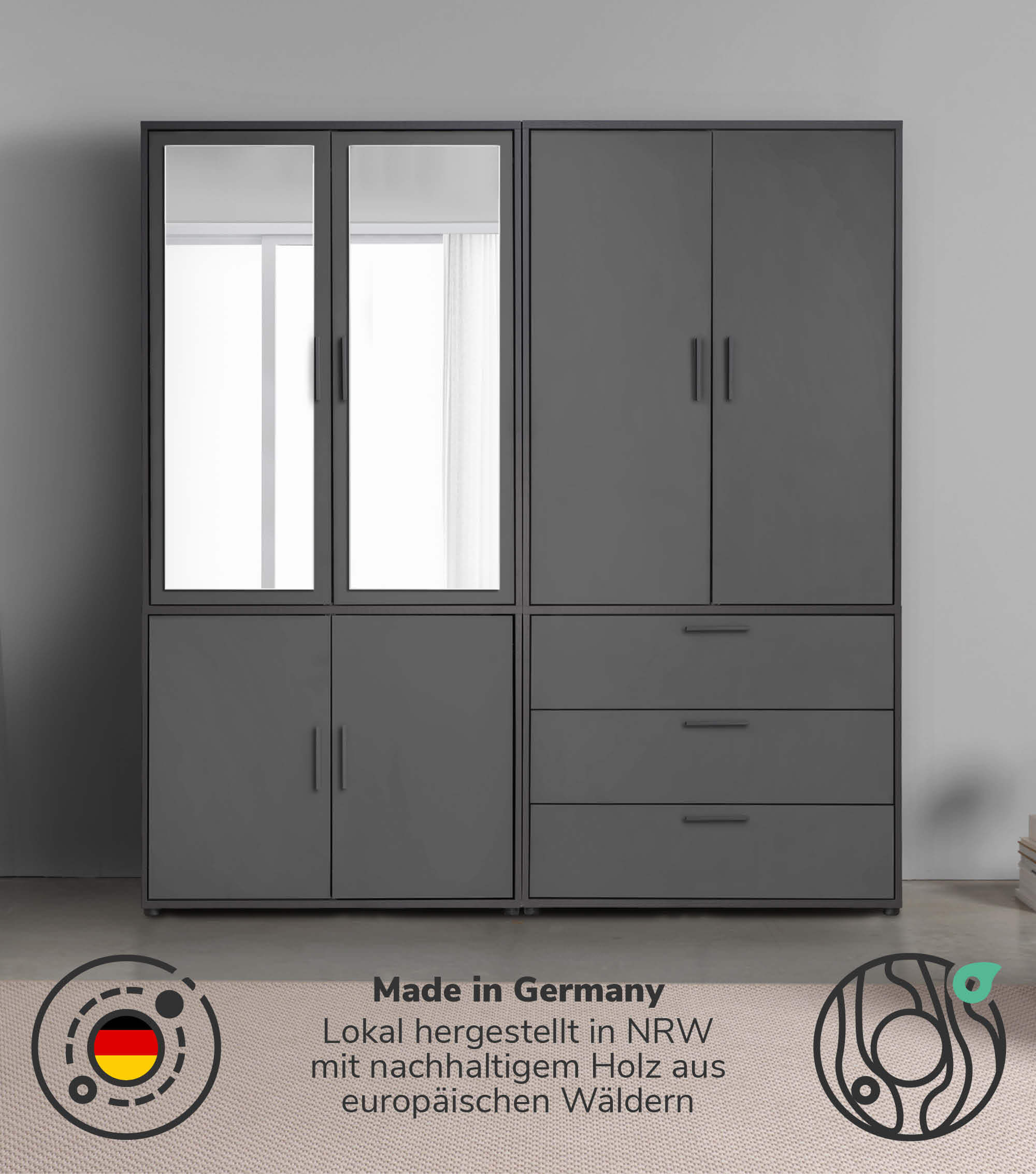 Kleiderschrank Garderobenschrank Schlafzimmerschrank Flurschrank