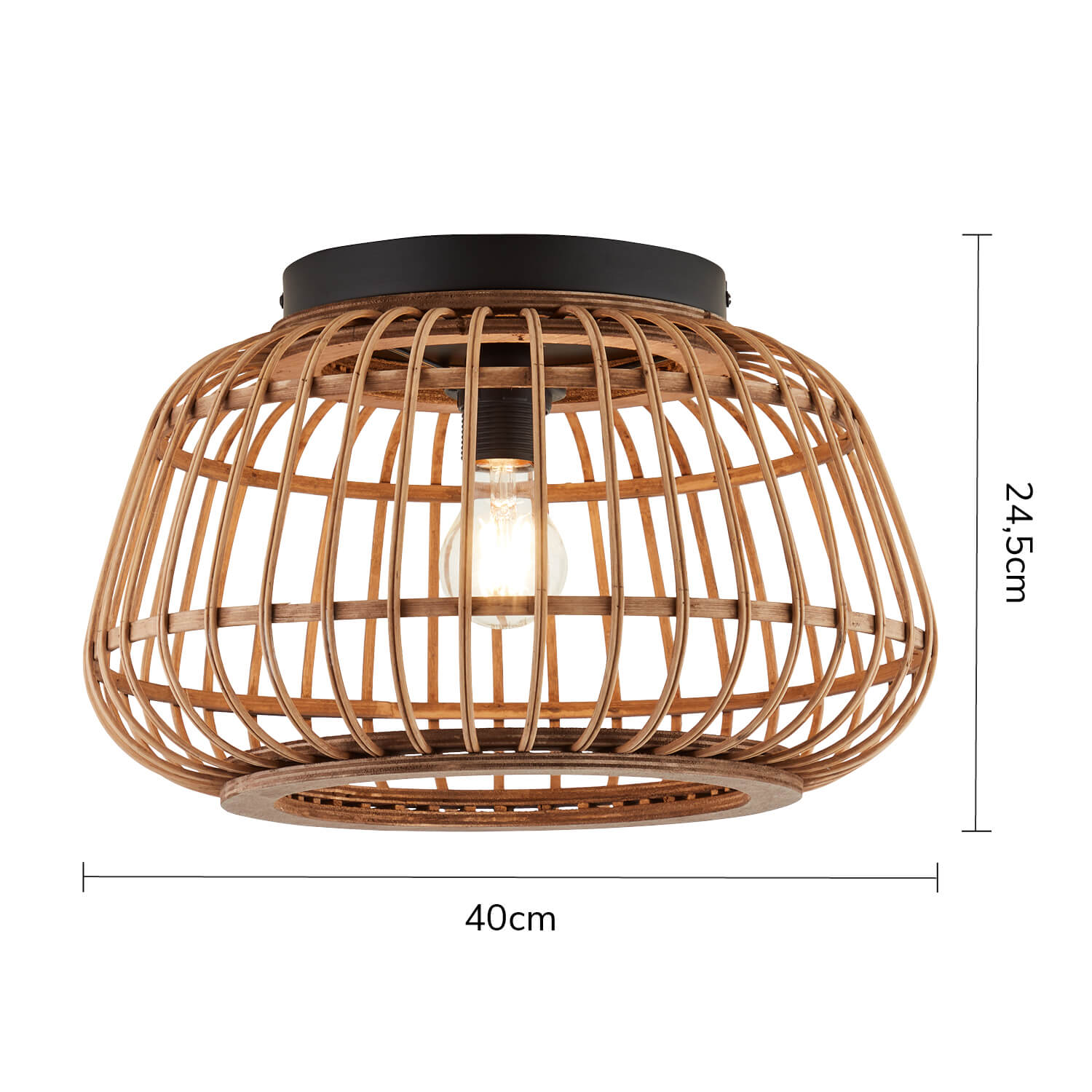 Deckenlampe mit Rattan Boho Style 'Die Natürliche' Deckenstrahler Holz