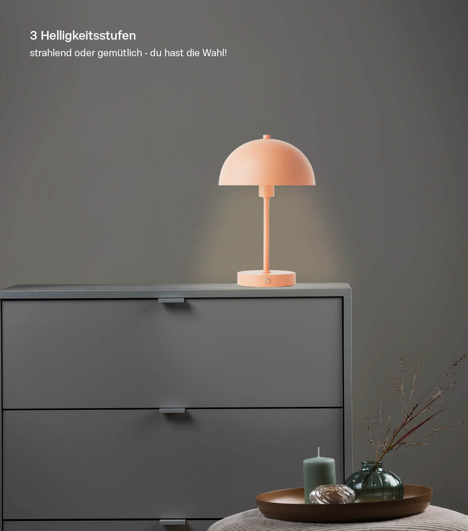 Tischlampe kabellos Akku Tischleuchte dimmbar aufladbar Nachttischlampe