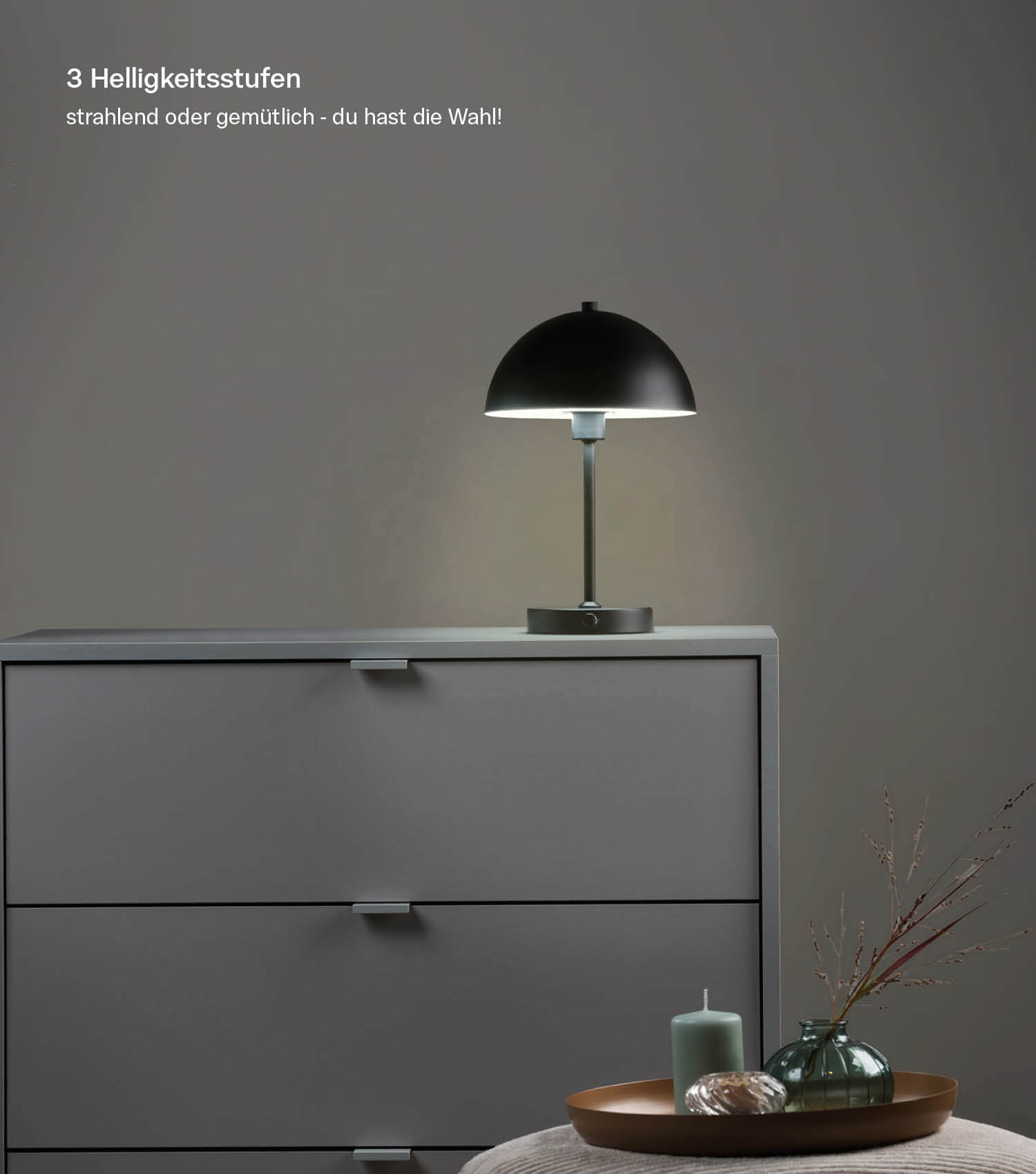 Tischlampe kabellos Akku Tischleuchte dimmbar aufladbar Nachttischlampe