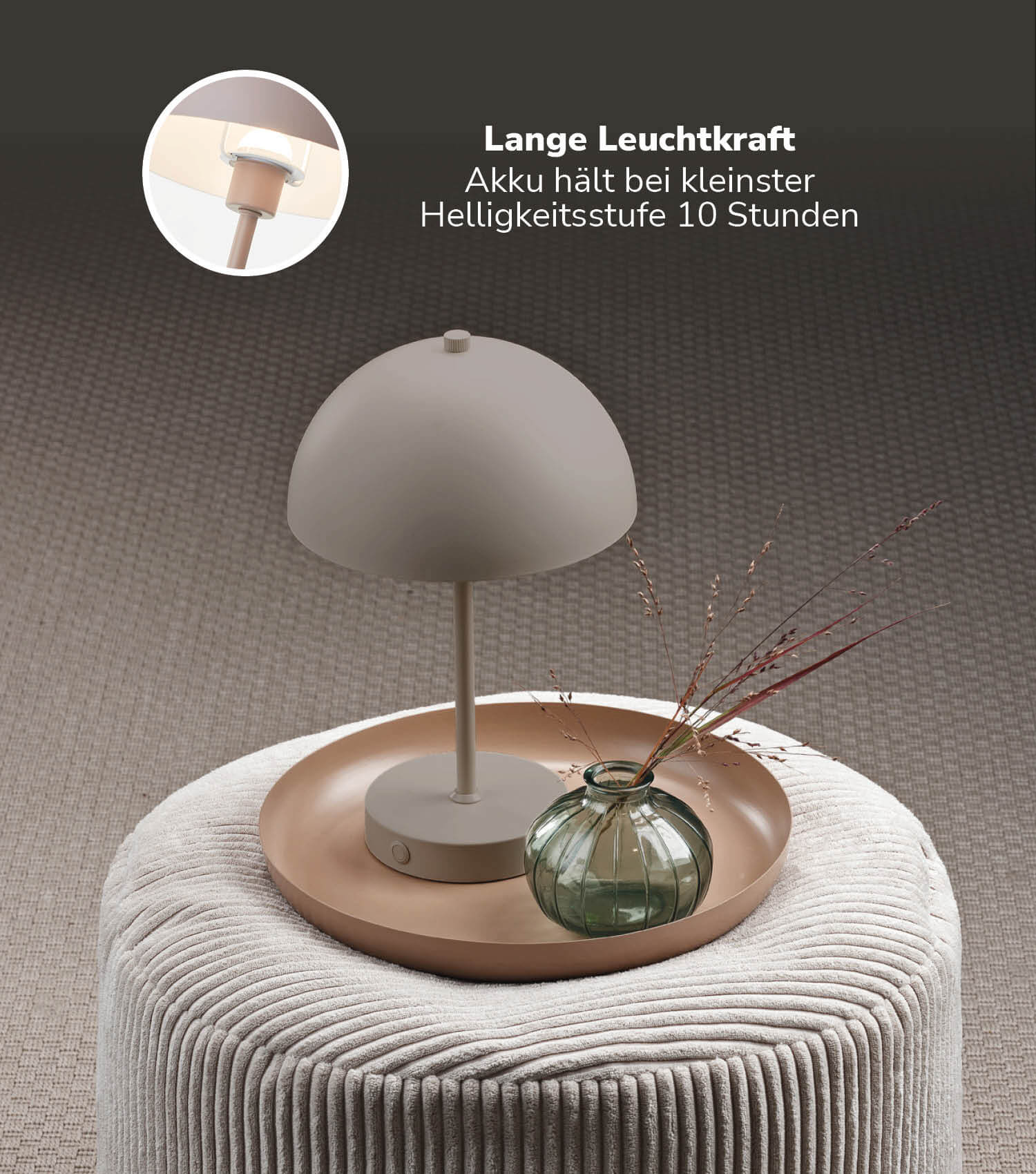 Tischlampe kabellos Akku Tischleuchte dimmbar aufladbar Nachttischlampe