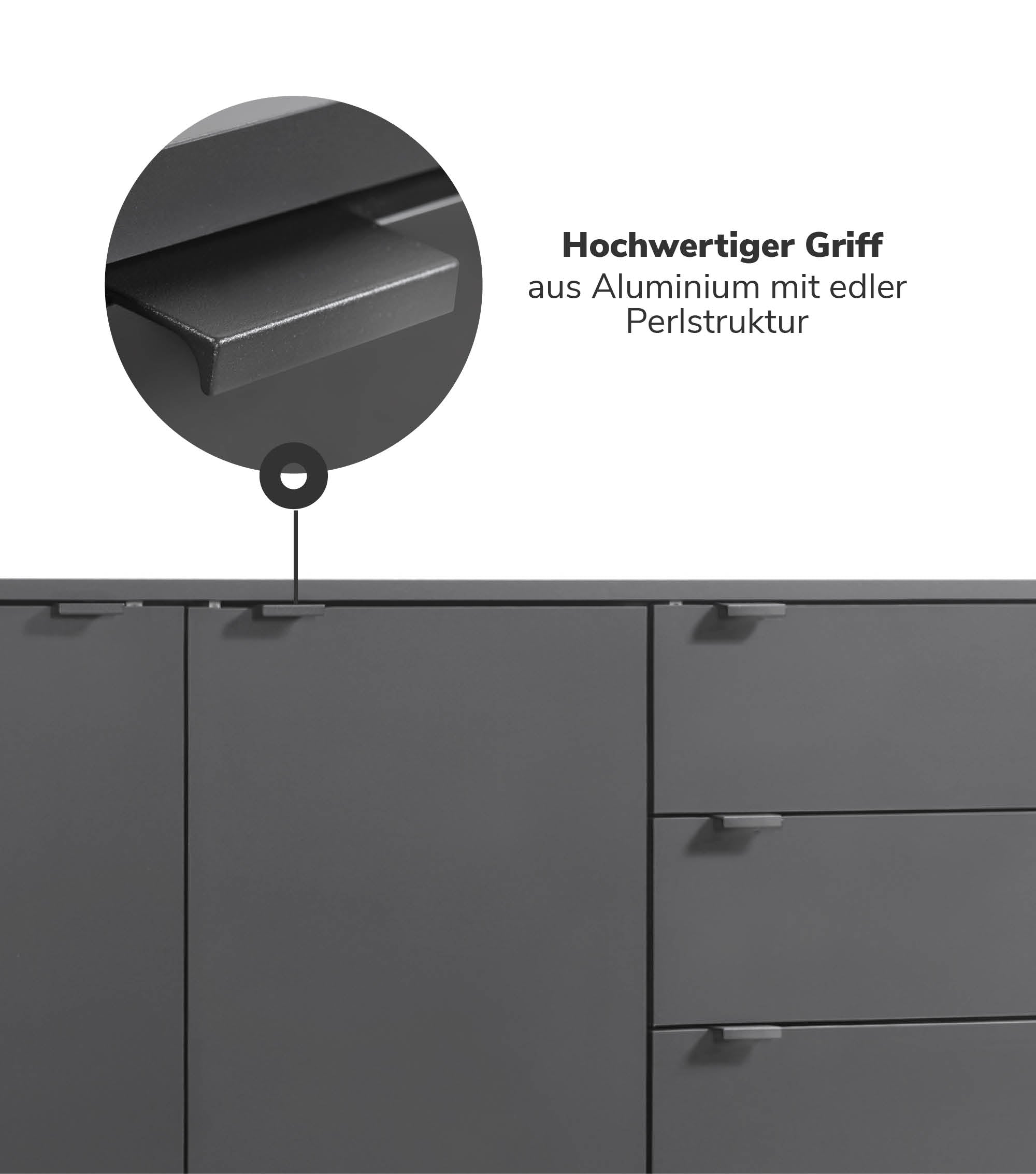 Möbelgriff für Push-to-Open Möbel 'Der Handliche' in Schwarz & Weiß