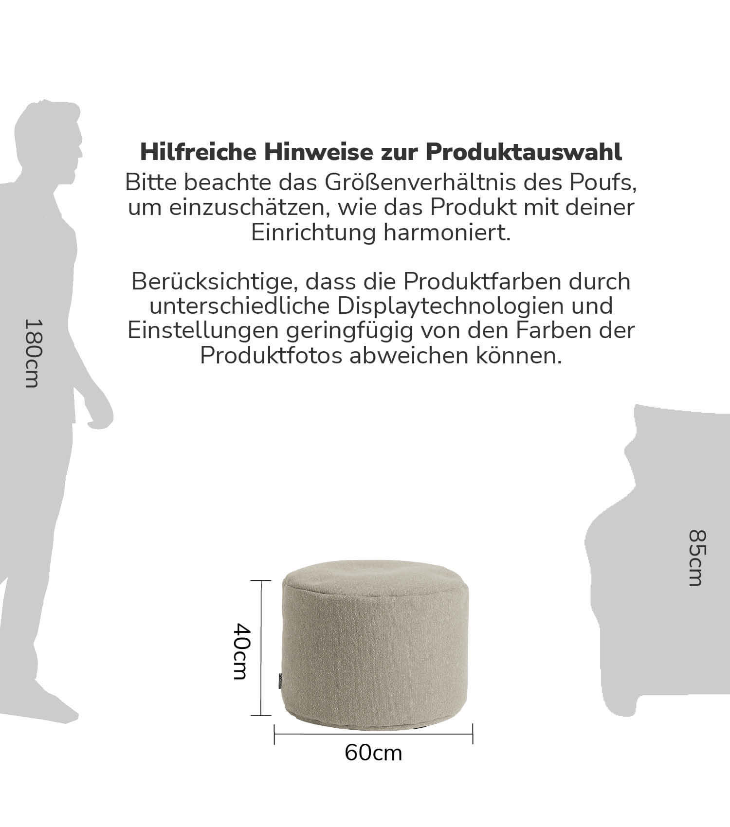 Indoor Pouf Hocker Sitzkissen Bodenkissen 'Der Ruhepouf' Fußhocker rund