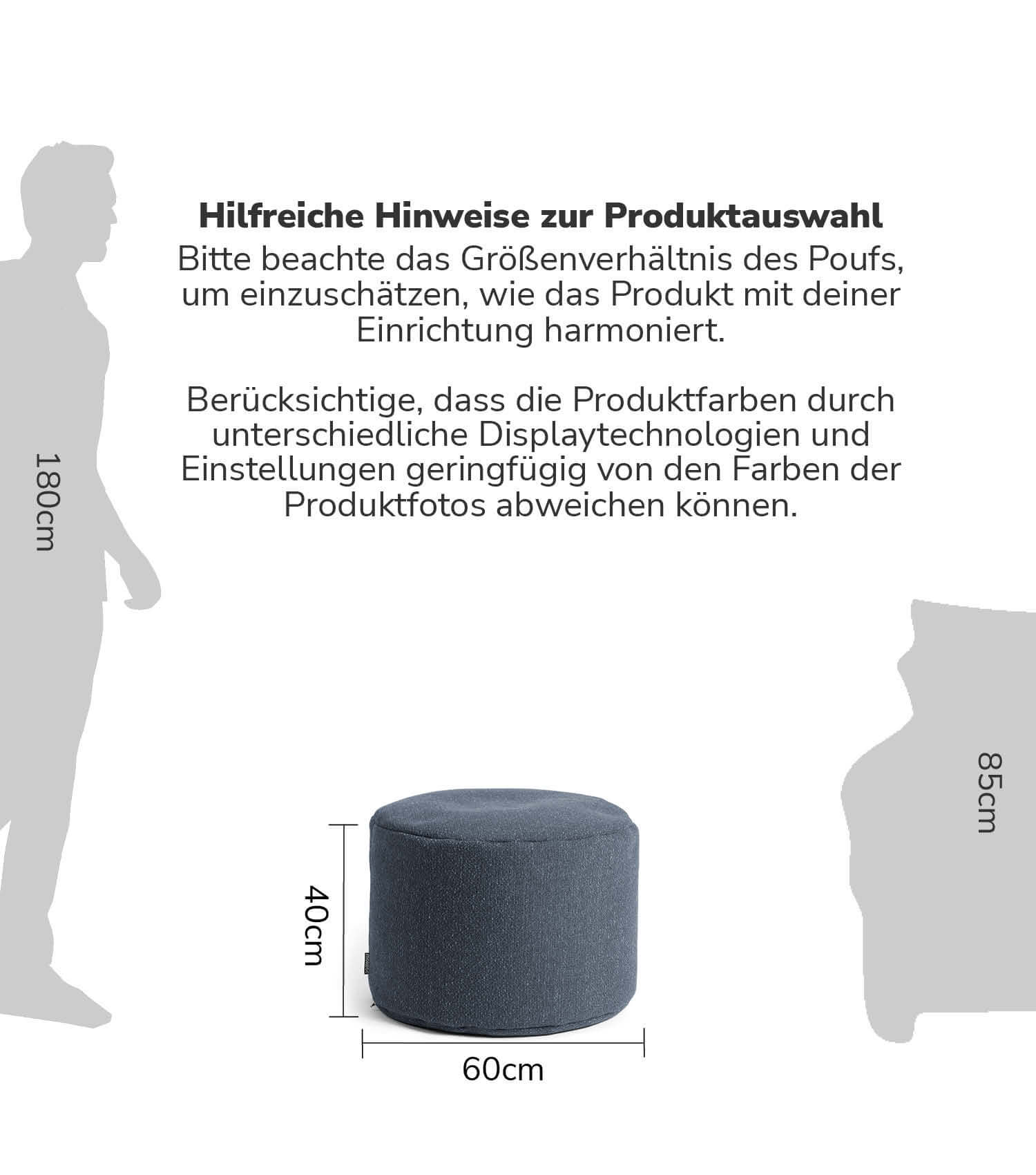 Indoor Pouf Hocker Sitzkissen Bodenkissen 'Der Ruhepouf' Fußhocker rund