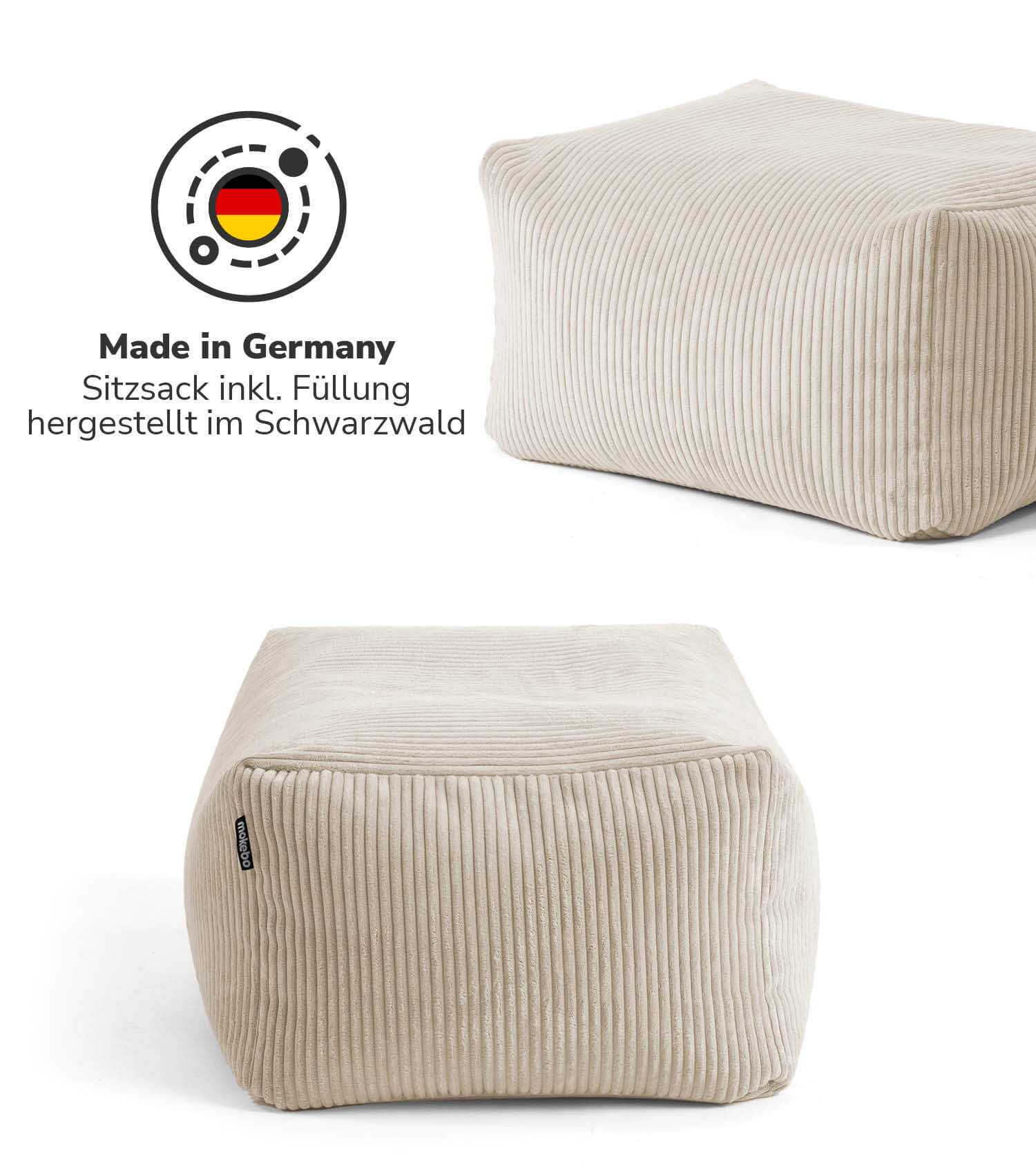 Indoor Pouf Hocker Sitzkissen Bodenkissen 'Der Ruhestifter' Fußhocker eckig