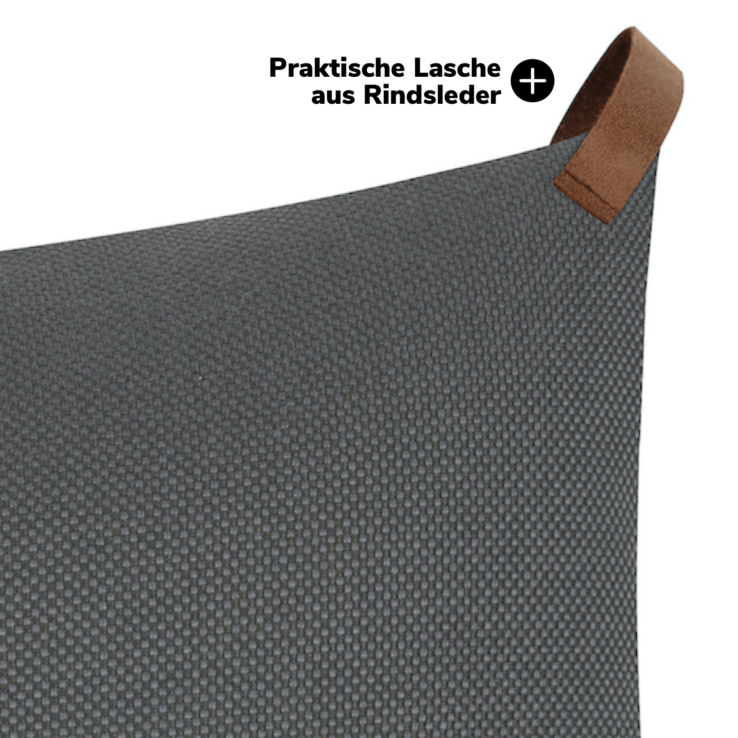 Outdoor Kissenbezug ‘Das Sonnenplätzchen’ mit Lederschlaufe 50x50