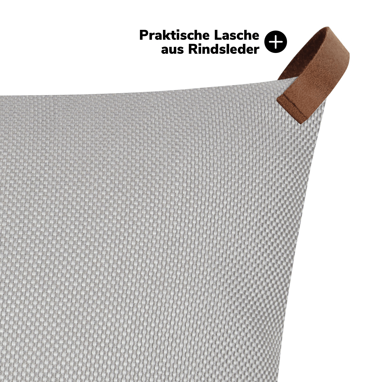 Outdoor Kissenbezug ‘Das Sonnenplätzchen’ mit Lederschlaufe 50x50