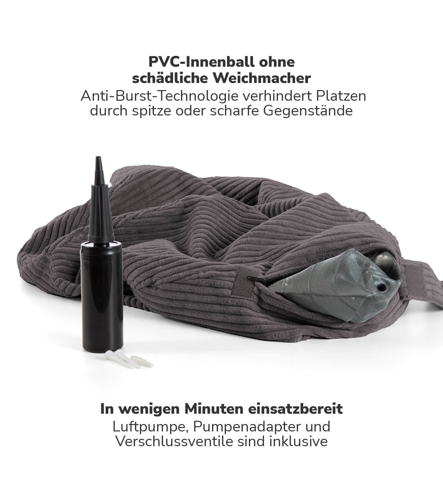 Stoff Sitzball ergonomisch 'Der Sportliche' Gymnastikball & Hocker Grau