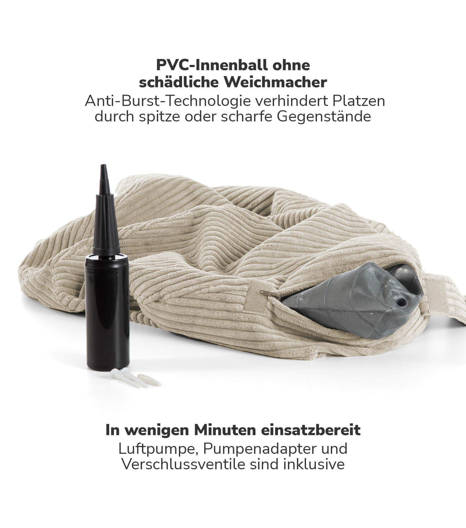 Stoff Sitzball ergonomisch 'Der Sportliche' Gymnastikball & Hocker Grau