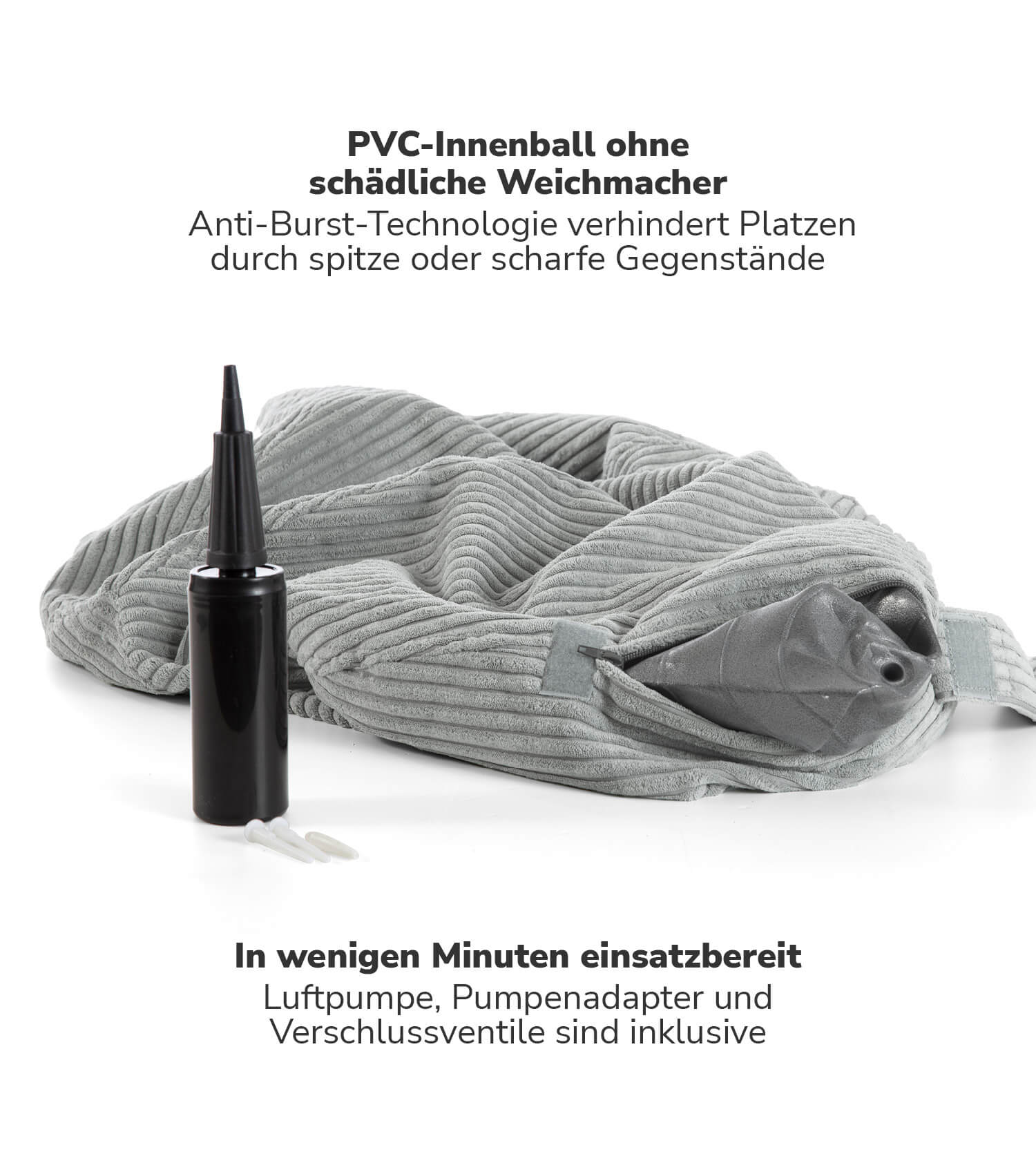 Stoff Sitzball ergonomisch 'Der Sportliche' Gymnastikball & Hocker Grau