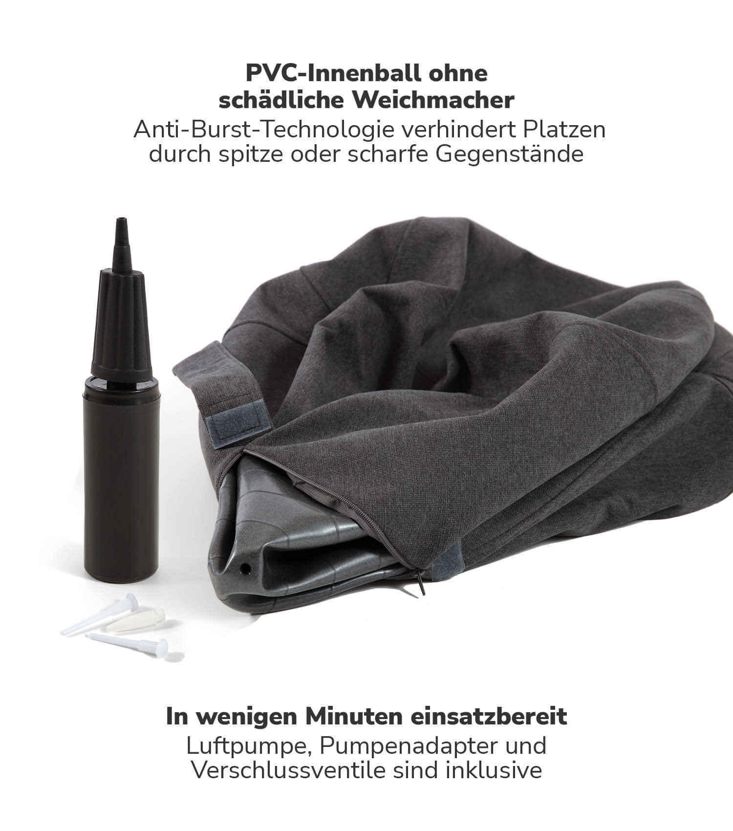 Stoff Sitzball ergonomisch 'Der Sportliche' Gymnastikball & Hocker Grau